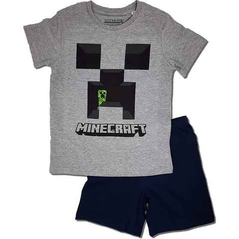 Minecraft Pyjama MINECRAFT KINDERPYJAMA Schlafanzug Short Jungen und Mädchen kurzer Pyjama Gr.104 128 140 152 164