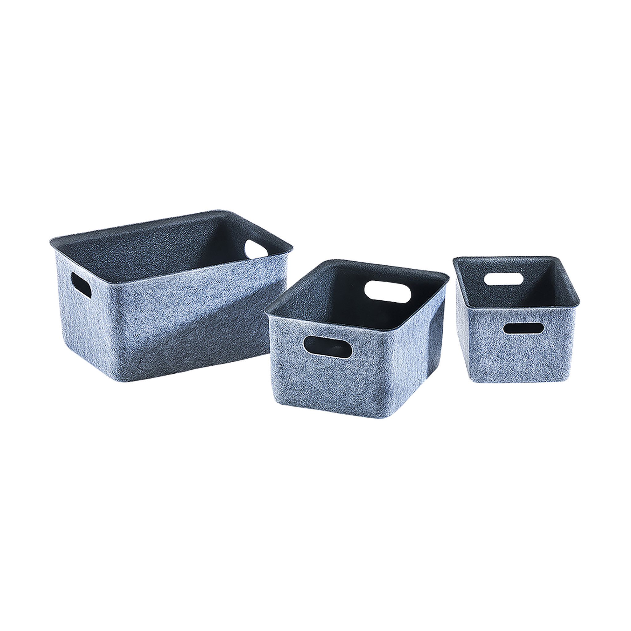 Kobolo Aufbewahrungskorb Filzkorb außen grau innen schwarz im 3er Set 37 cm