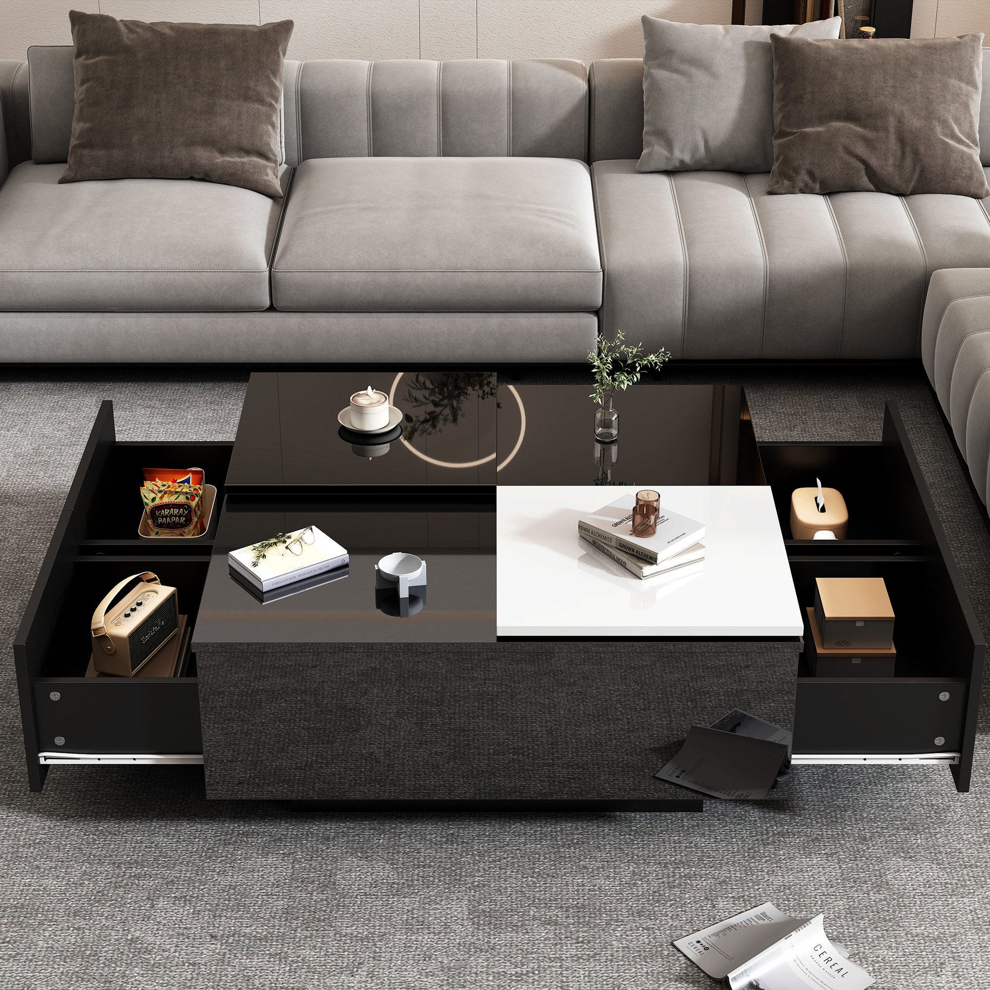 MODFU Couchtisch mit kleine verschiebbare Tischplatte günstig online kaufen