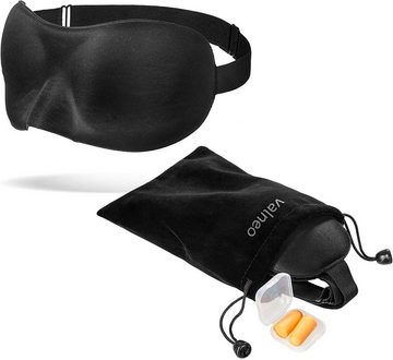 VARA Schlafmaske VALNEO Schlafmaske + Gehörschutz Ohrenstöpsel + Tasche Lichtschutz Rutschhilfe, Verstellbar für kleine und große Erwachsenen-Köpfe