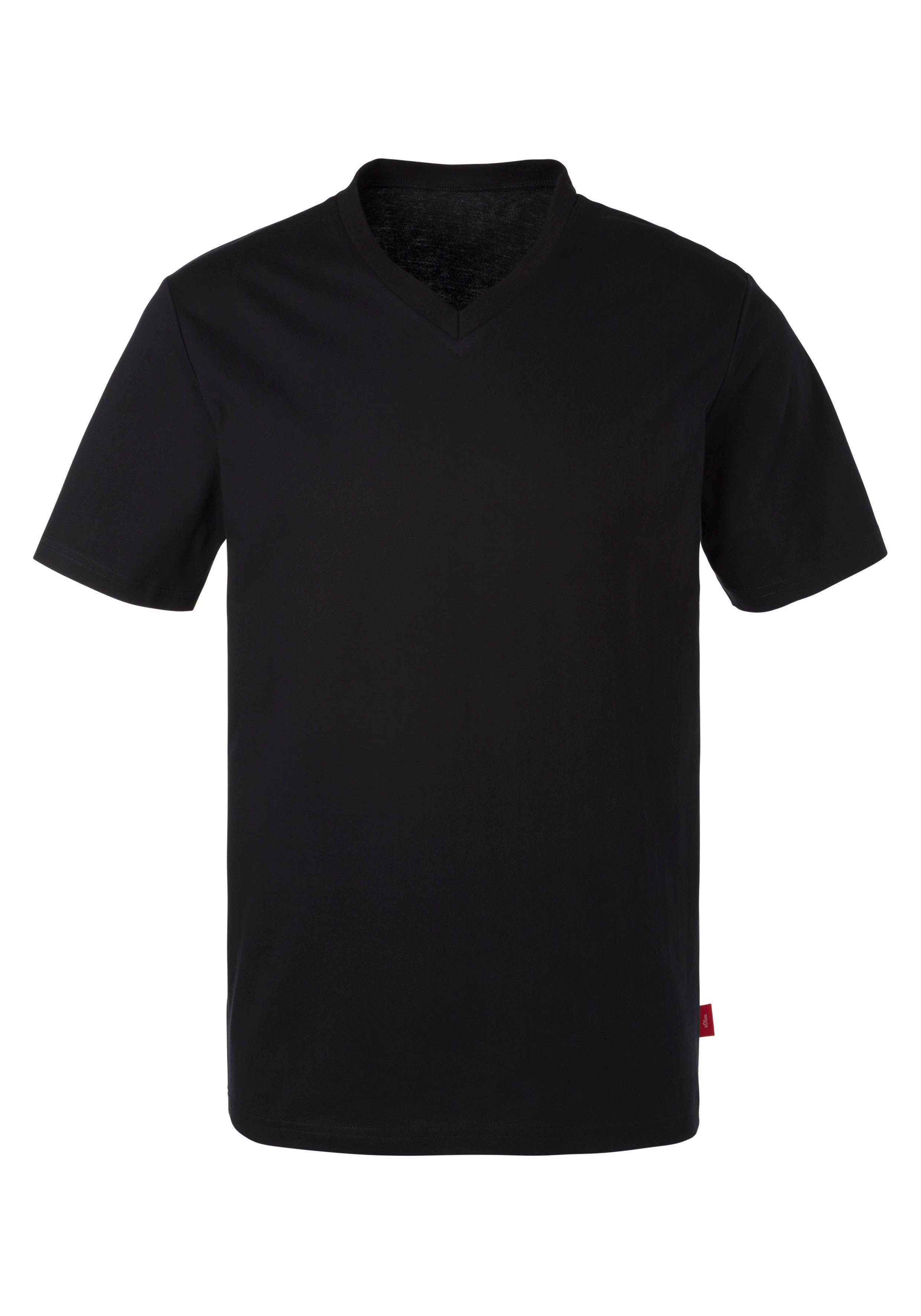 in uni (3er-Pack) schwarz V-Shirt s.Oliver grau-meliert, navy,