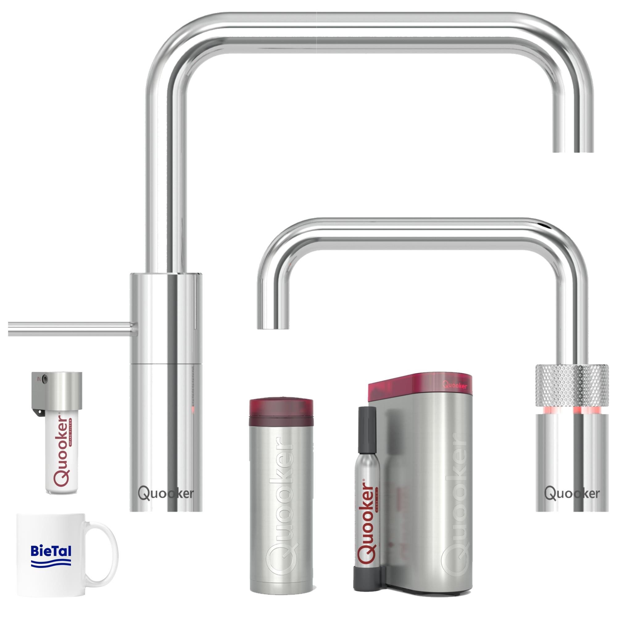 QUOOKER Wassersprudler Quooker Wasserhahn & PRO3 & CUBE Sprudelwasser & Quooker CUBE Filter, (6-tlg), mit BieTal Trinktasse