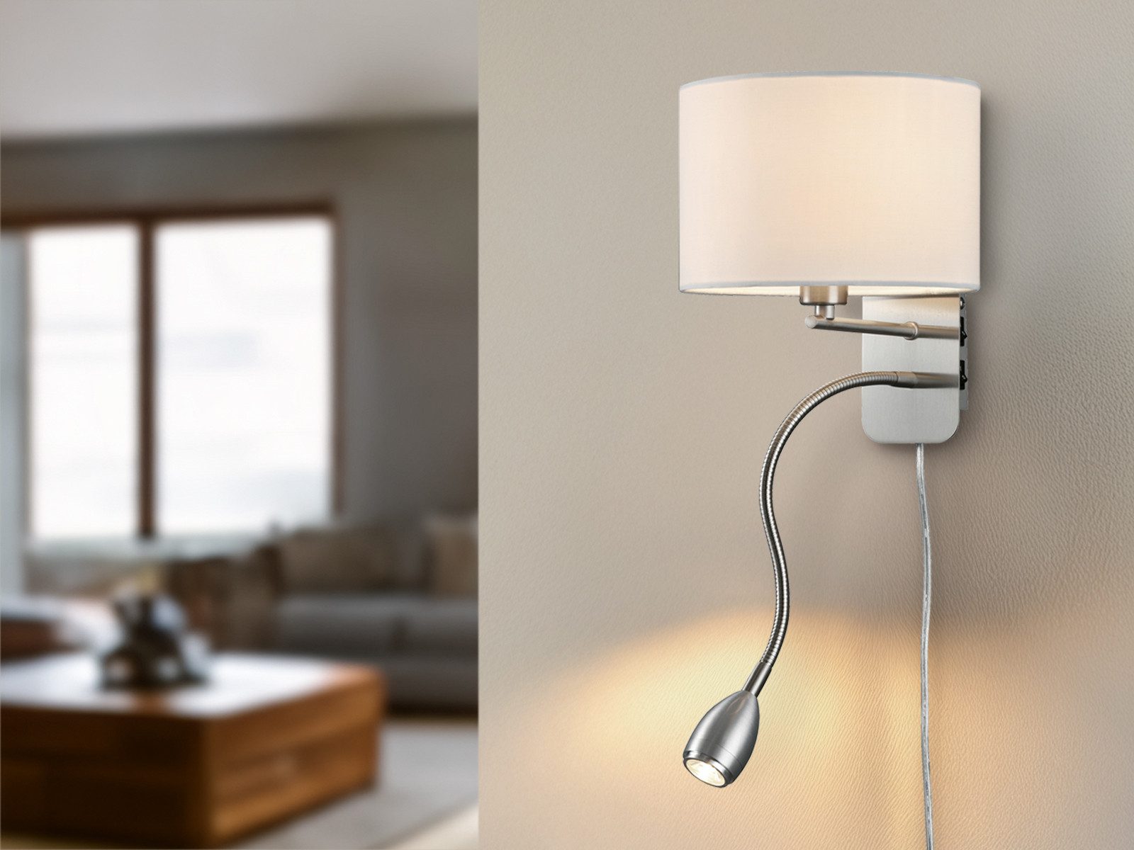 TRIO Leuchten LED Wandleuchte mit Leselampe & Schalter Höhe 23,5cm, Dimmfun günstig online kaufen