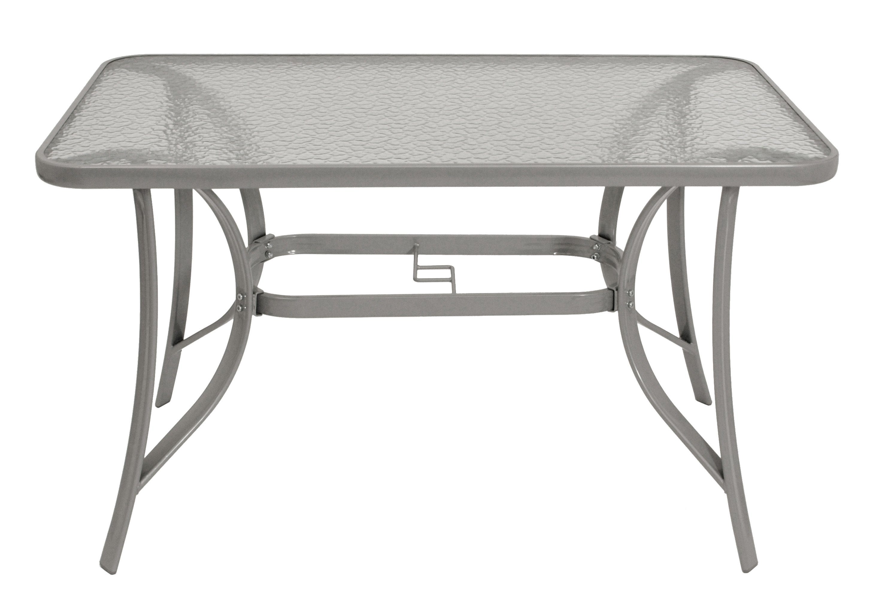 DEGAMO silbergrau, Gartentisch Tischplatte 70x120cm, Sicherheitsglas Metall (1-St), Gestell FLORENZ