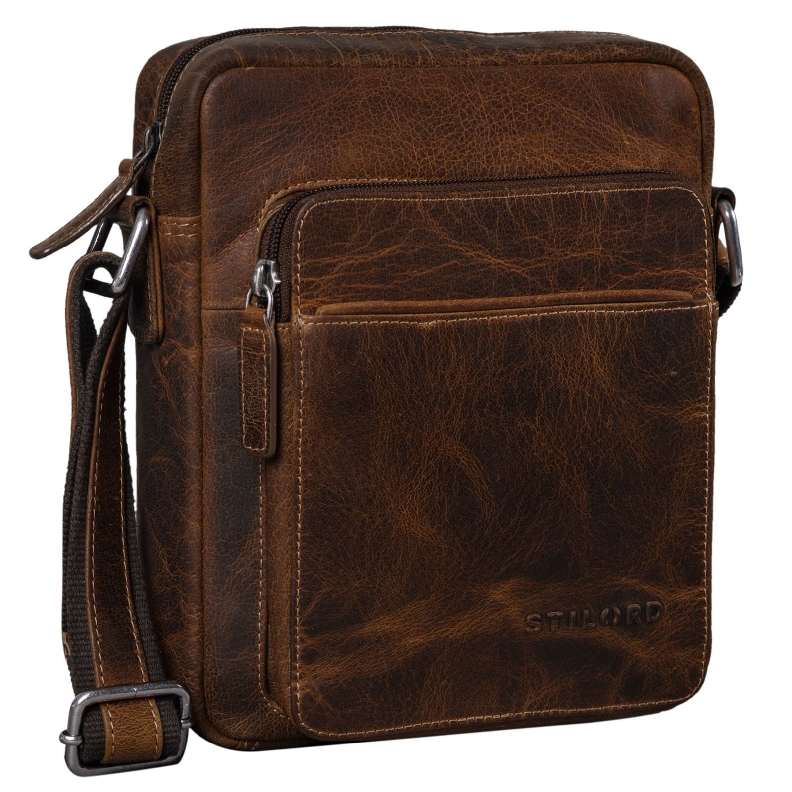 STILORD Schultertasche "Vittorio" Moderne Vintage Herrentasche zum Umhängen klein Echtleder