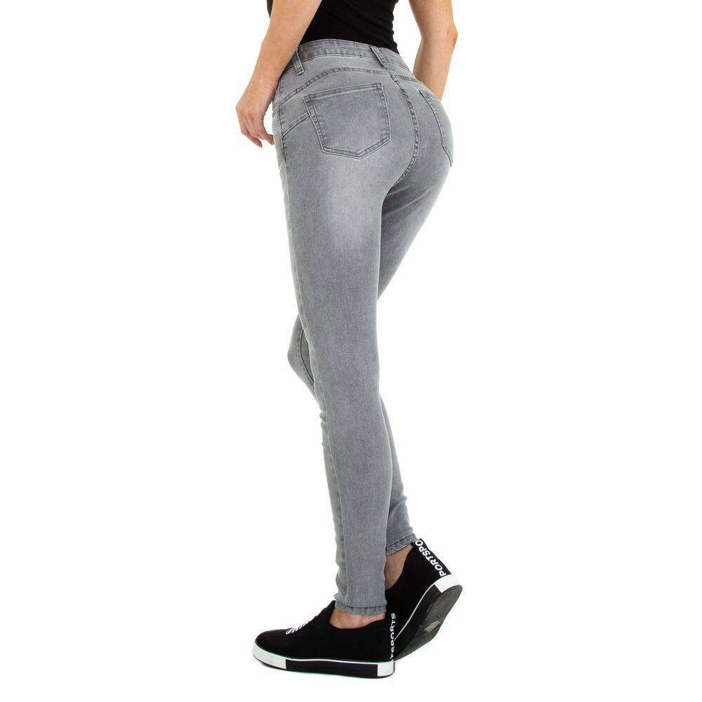 Grau Freizeit Damen in Ital-Design Skinny-fit-Jeans Stretch Jeans Skinny