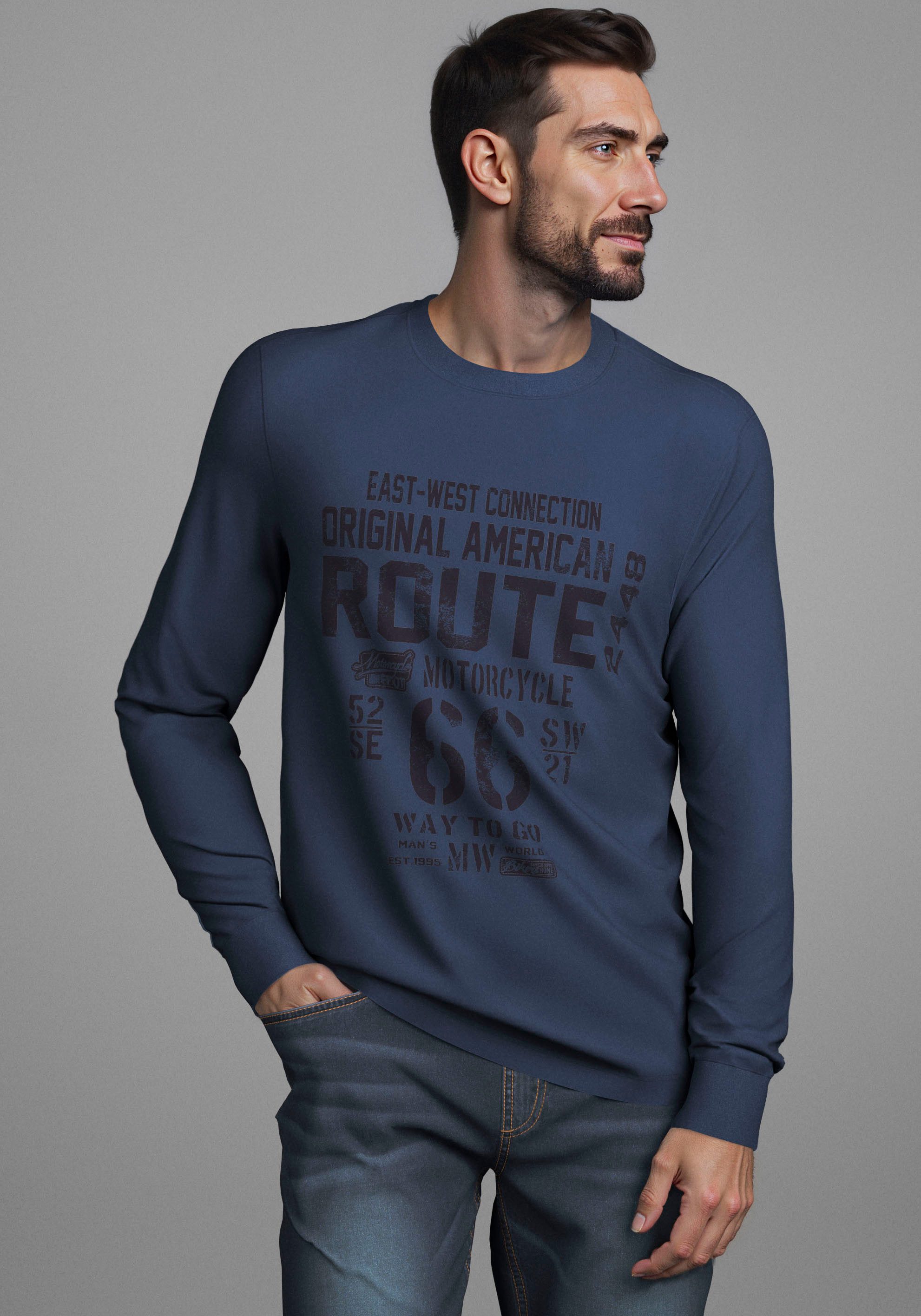 Man's World Rundhalsshirt Neue Kollektion! mit Bündchen günstig online kaufen