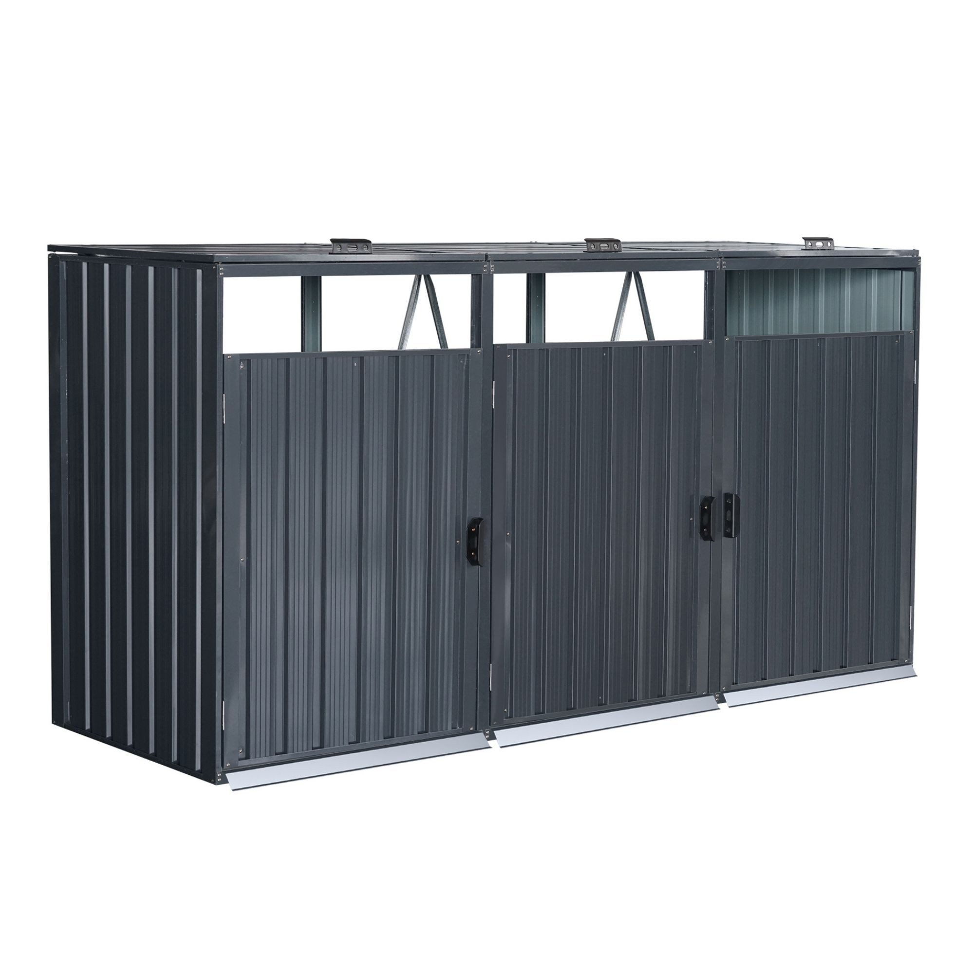osoltus Gerätehaus Mülltonnenbox Eco-Trio 3 Mülltonnen 240 Liter 240cm Stahl Anthrazit