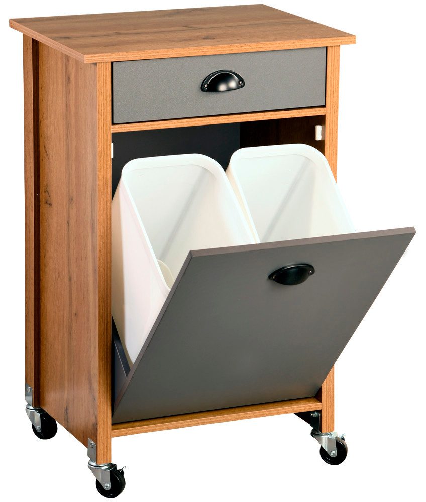 KESPER® Küchenwagen Rollwagen inkl. Abfalleimer, oak, FSC