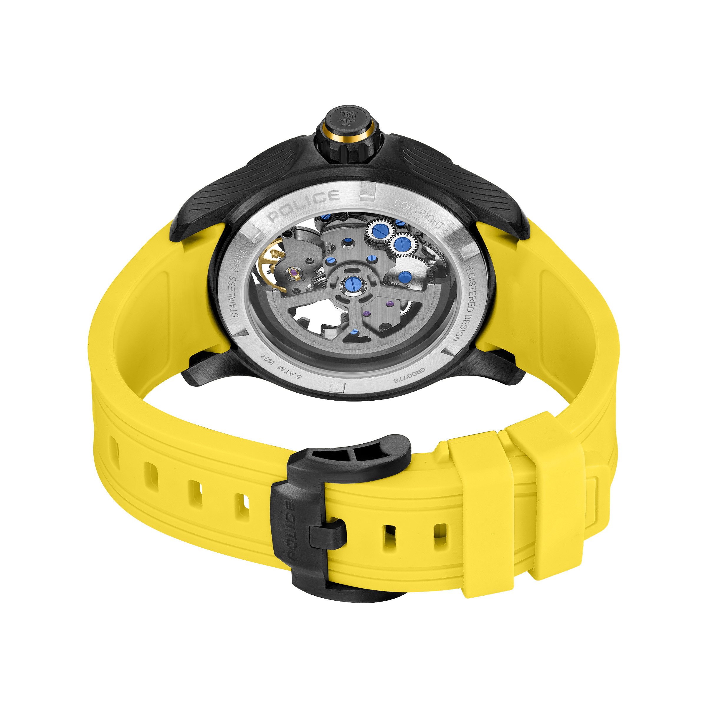 Police Automatikuhr Spirit PEWGR0097805, Armbanduhr, Herrenuhr, Mechanische Uhr, Silikonarmband, analog