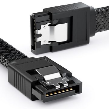 deleyCON deleyCON 3x 50cm SATA 3 Nylon Kabel HDD SSD 6Gbit/s 2 Stecker Gerade Computer-Kabel