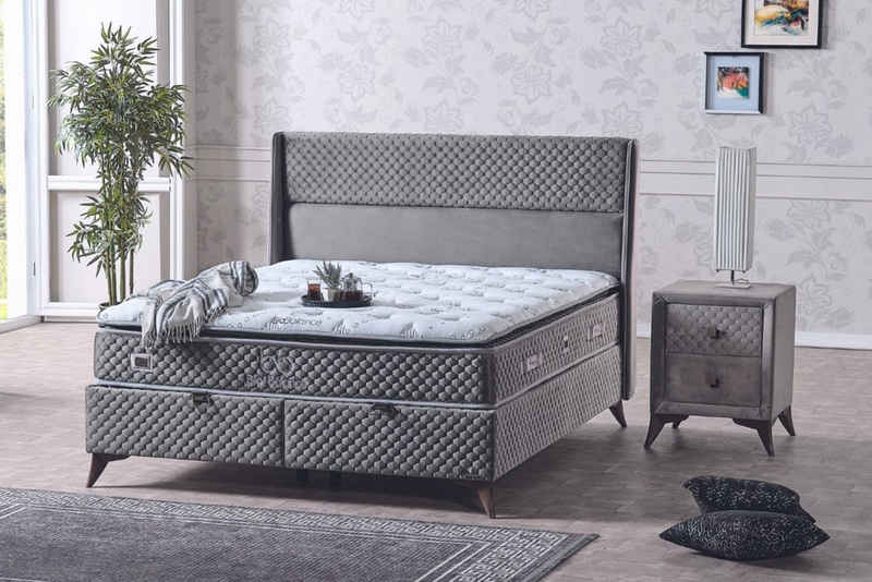 gowoll Boxspringbett Bio BalanceBett Set mit Matratze inkl. Topper 160x200 180 x200, mit Bettkasten und Kopfteil