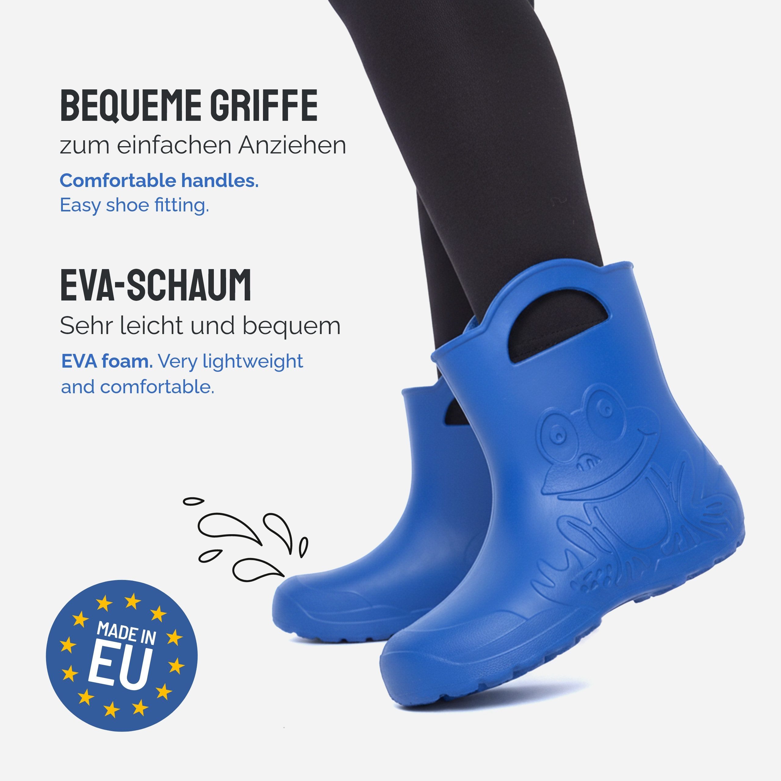Ladeheid EVA Regenschuhe für Frauen LA-CA-09 Gummistiefel Damen federleichte Gartenschuhe mit Griffen