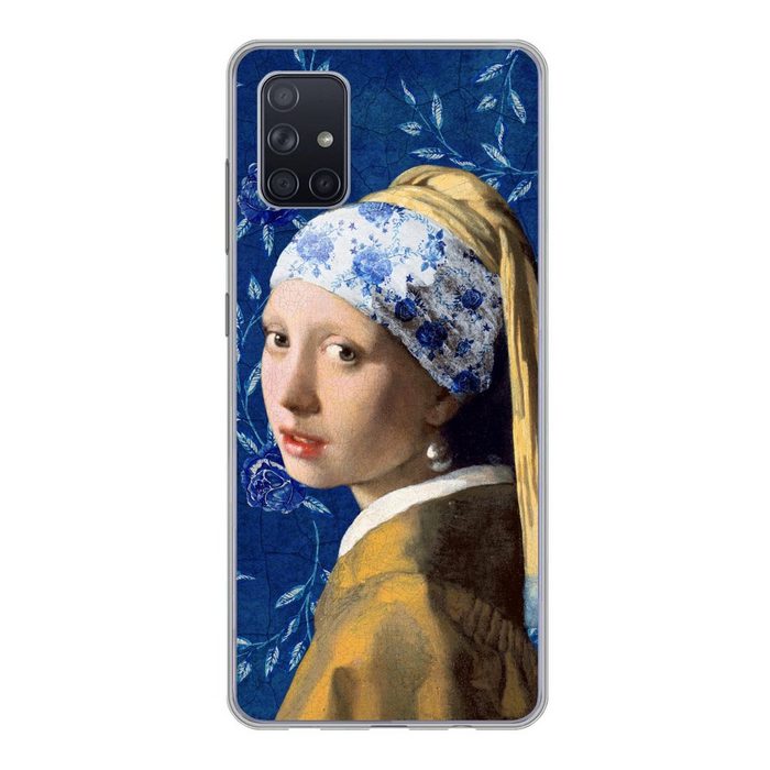 MuchoWow Handyhülle Mädchen mit Perlenohrring - Delfter Porzellan - Vermeer - Blumen - Phone Case Handyhülle Samsung Galaxy A71 Silikon Schutzhülle