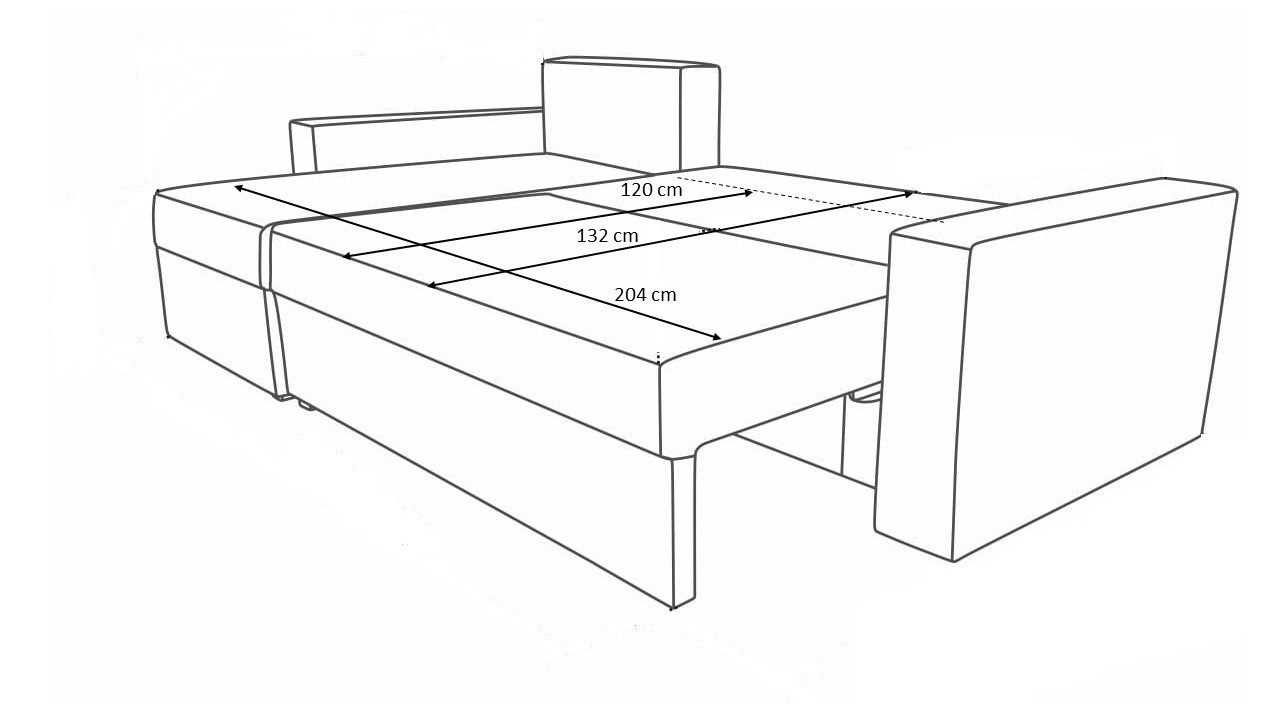 Kaiser Möbel Ecksofa mit Schlaffunktion und Stauraum für Bettzeug, Capri Stoff Poso