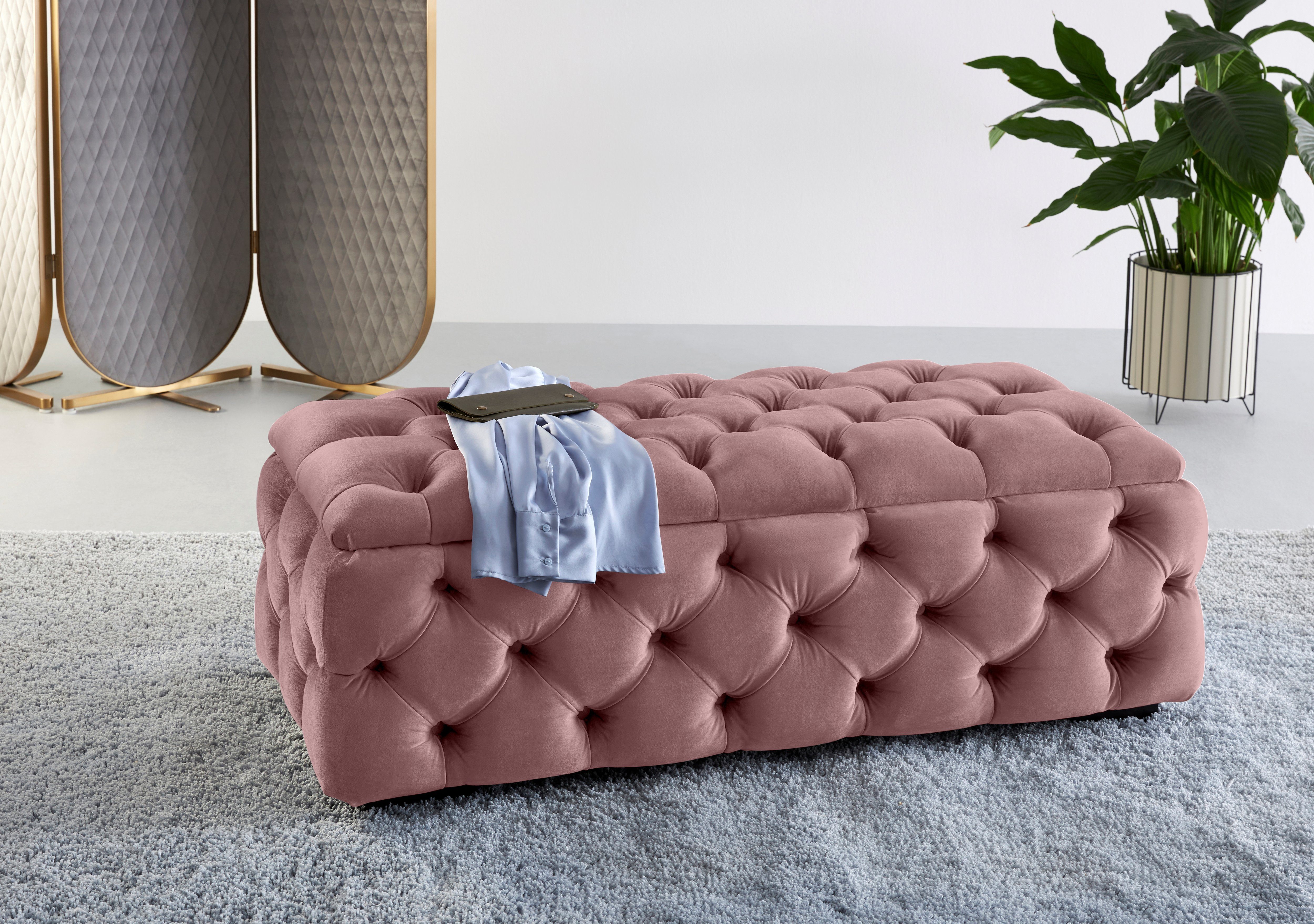 Home affaire Диван KALINA, hochwertige Knopfheftung, B/T/H: 120/55/45 cm, mit Staufach und innenliegenden Laschen zur besseren Aufbewahrung