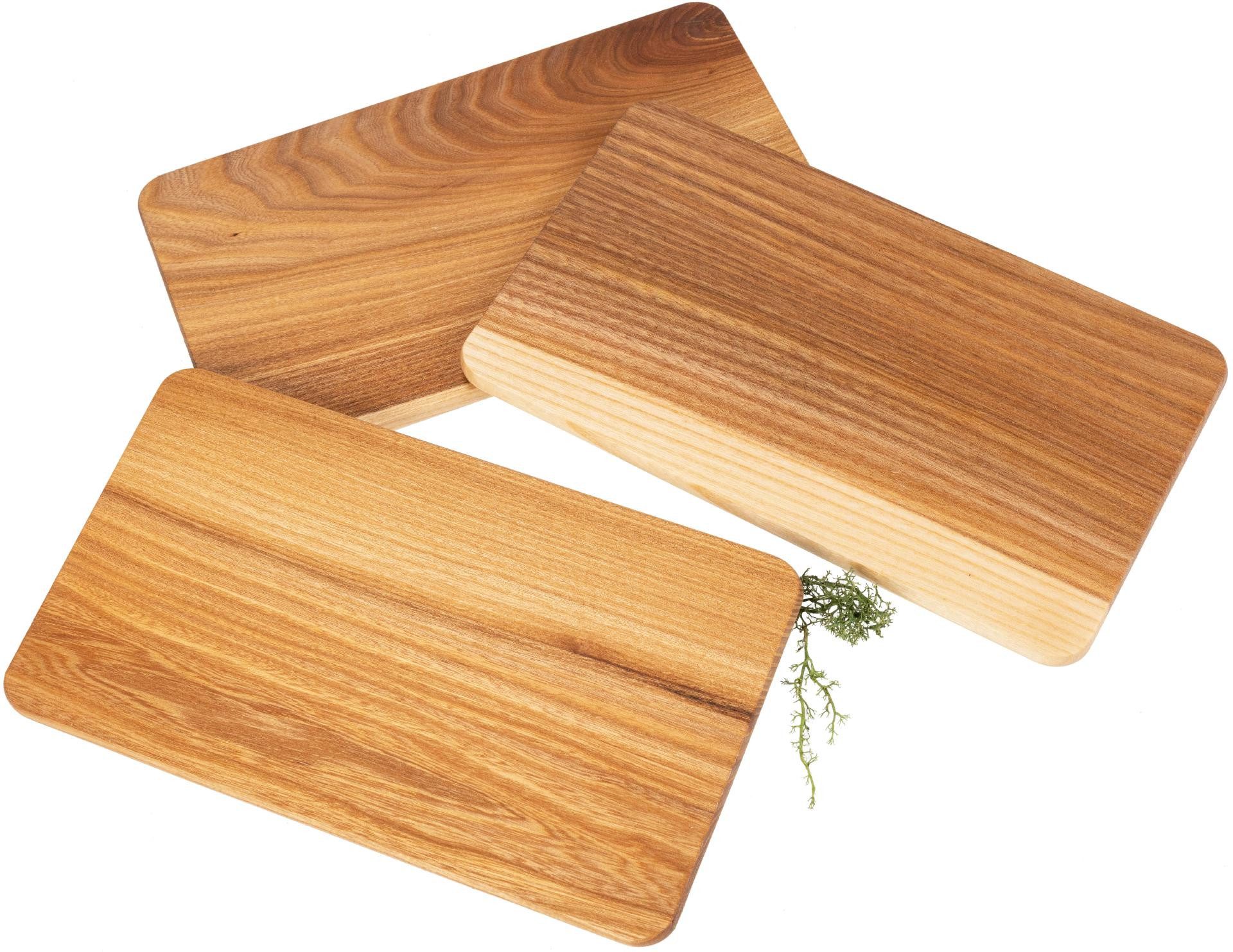 Holz Frank Frühstücksbrett Доски для завтраков 4er Set aus Ulme / Rüster geölt - 26 x 15 x 1,2 cm, Holz