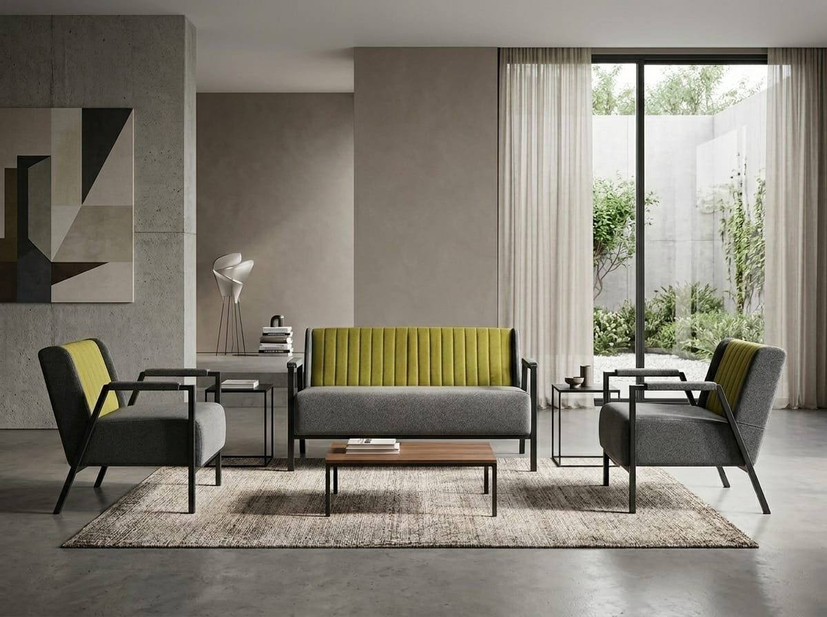 Xlmoebel Polstergarnitur Sofa Sessel modern olivgrün grau elegant Stoff vielseitig, (1-tlg)