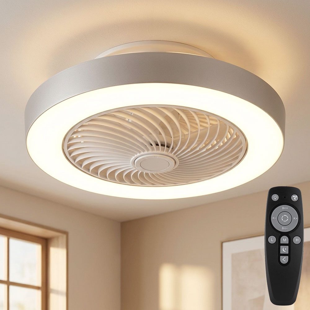 GLOBO LIGHTING Deckenventilator, LED Deckenventilator Metall weiß CCT Dimmbar Farbwechsel D 54,8 cm
