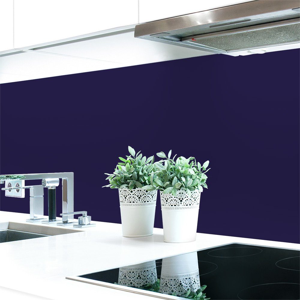 DRUCK-EXPERT Küchenrückwand Küchenrückwand Unifarben 2 0,4 Nachtblau Premium ~ selbstklebend RAL Hart-PVC Blautöne mm 5022