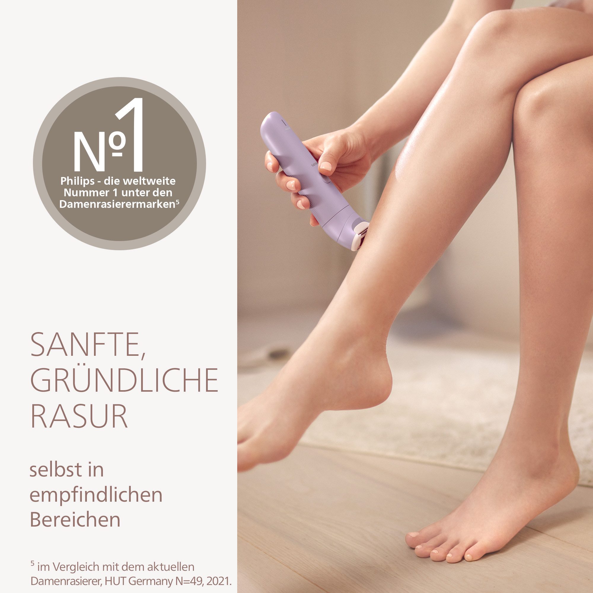 Philips Elektrorasierer Lady Shaver Series 6000, Aufsätze: 3, kabelloser Rasierer, nass und trocken, inkl. Trimmeraufsatz