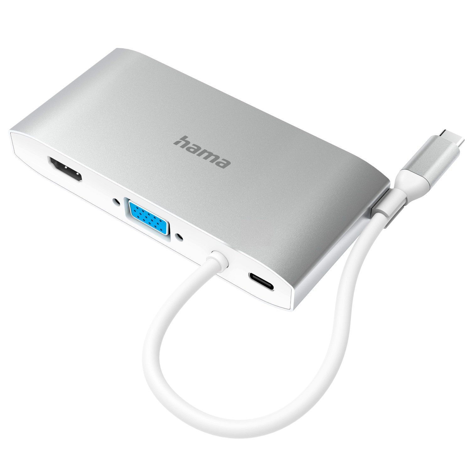 Hama USB-Verteiler USB-C 3.2 USB-Hub 8-Port USB-Adapter Multiport, USB 3.2 4K HDMI-Ausgang VGA USB-Verteiler