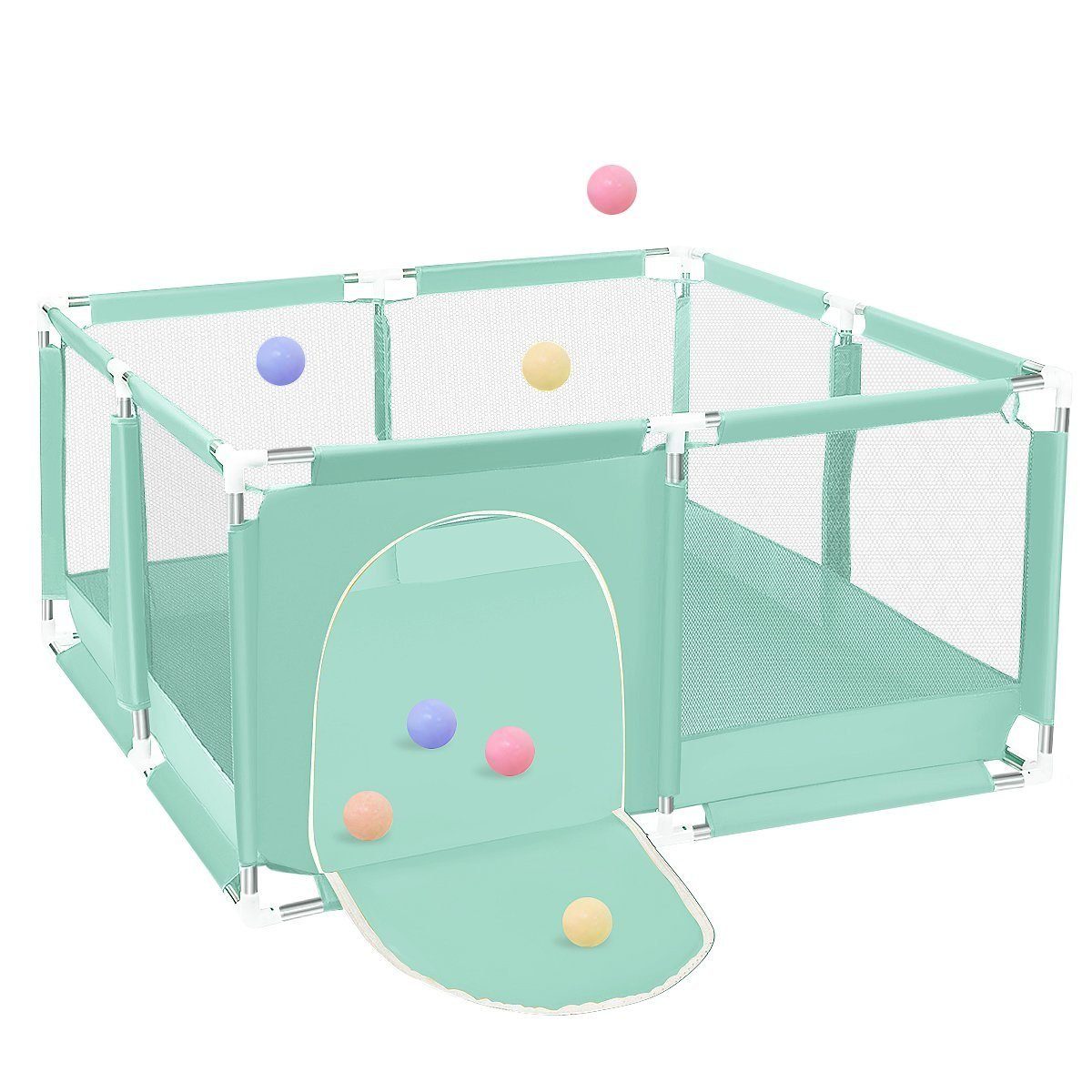 Comomy Laufgitter, Baby Krabbelgitter Schutzgitter Laufgitterzelt 128x128x66cm
