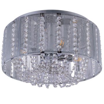 etc-shop LED Deckenleuchte, Leuchtmittel inklusive, Warmweiß, Kristall Decken Lampe rund Wohn Zimmer Strahler Chrom-