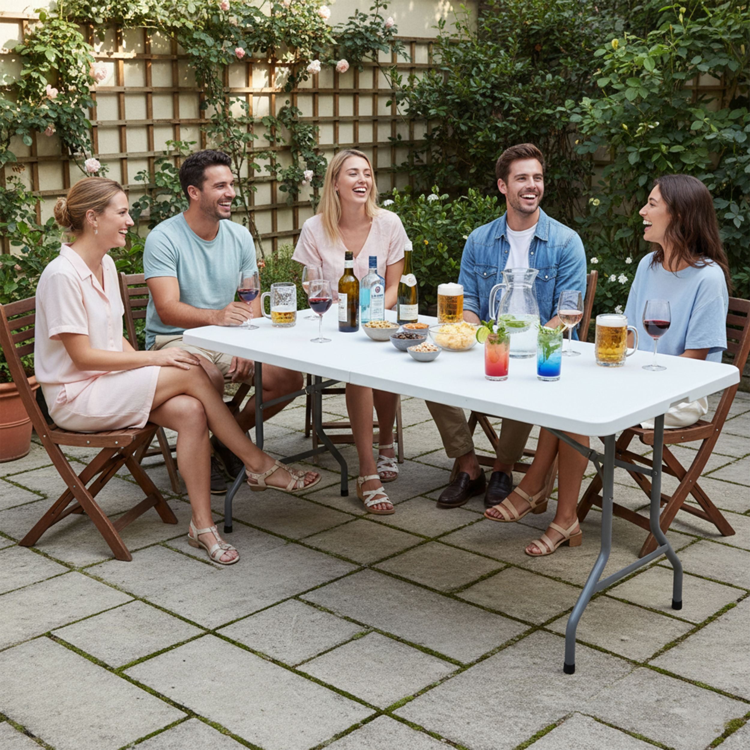 colourliving Klapptisch Biertisch Kunststoff Koffer Klapptisch 180 cm Gartentisch, Max. Belastbarkeit 100 kg