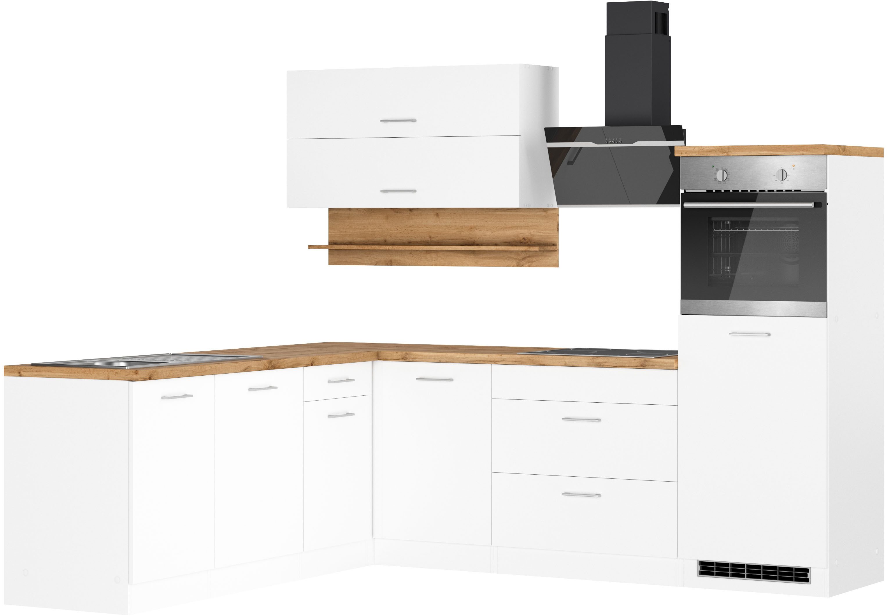 KOCHSTATION Winkelküche KS-Milan, Stellbreite 250/220 cm, viel Stauraum, wahlweise mit E-Geräten