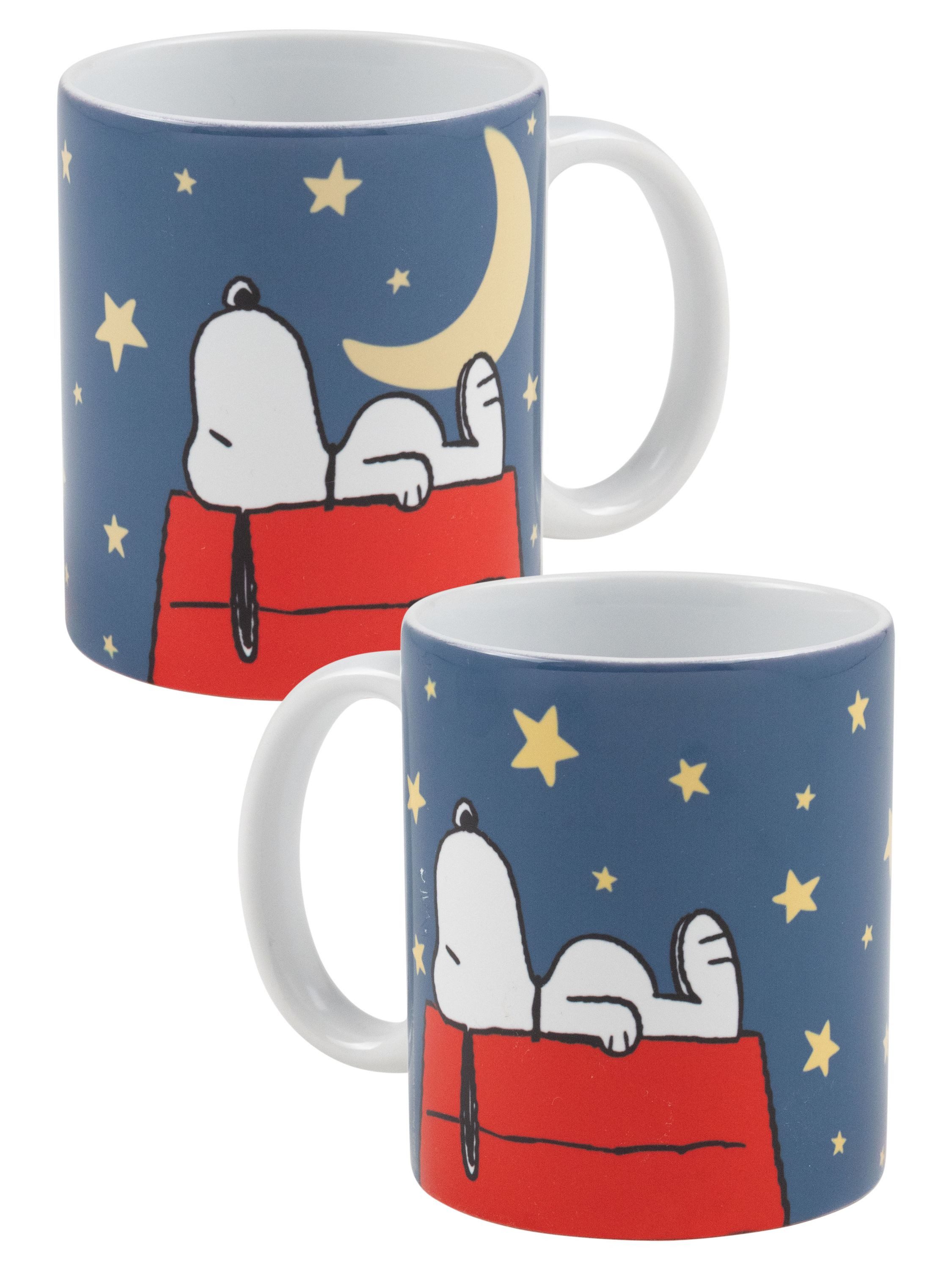 Tasse Peanuts Snoopy Tasse Mond & Sterne Kaffeetasse Kaffeebecher 320 ml