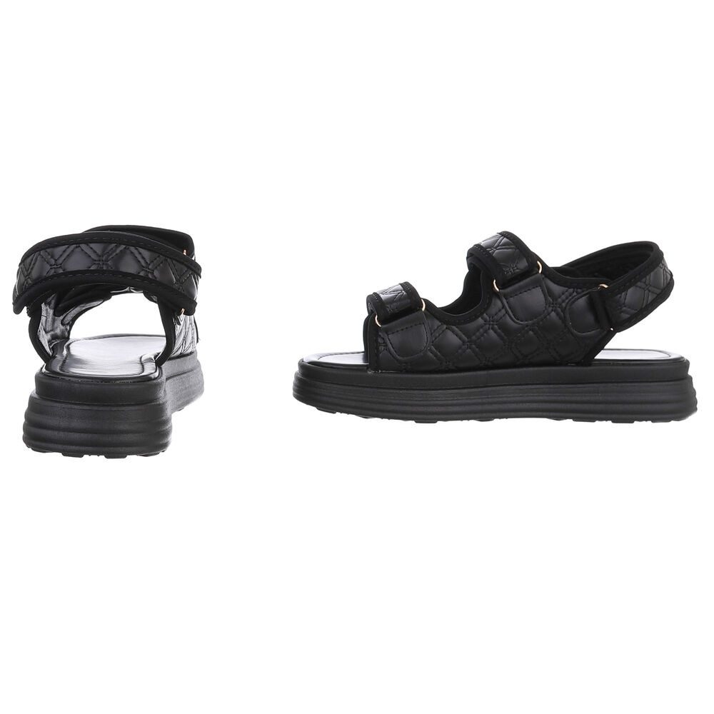 Ital-Design Komfortable Sandalen mit verstellbaren Riemen Riemchensandalette (89322994) Flach Plateausandaletten in Schwarz