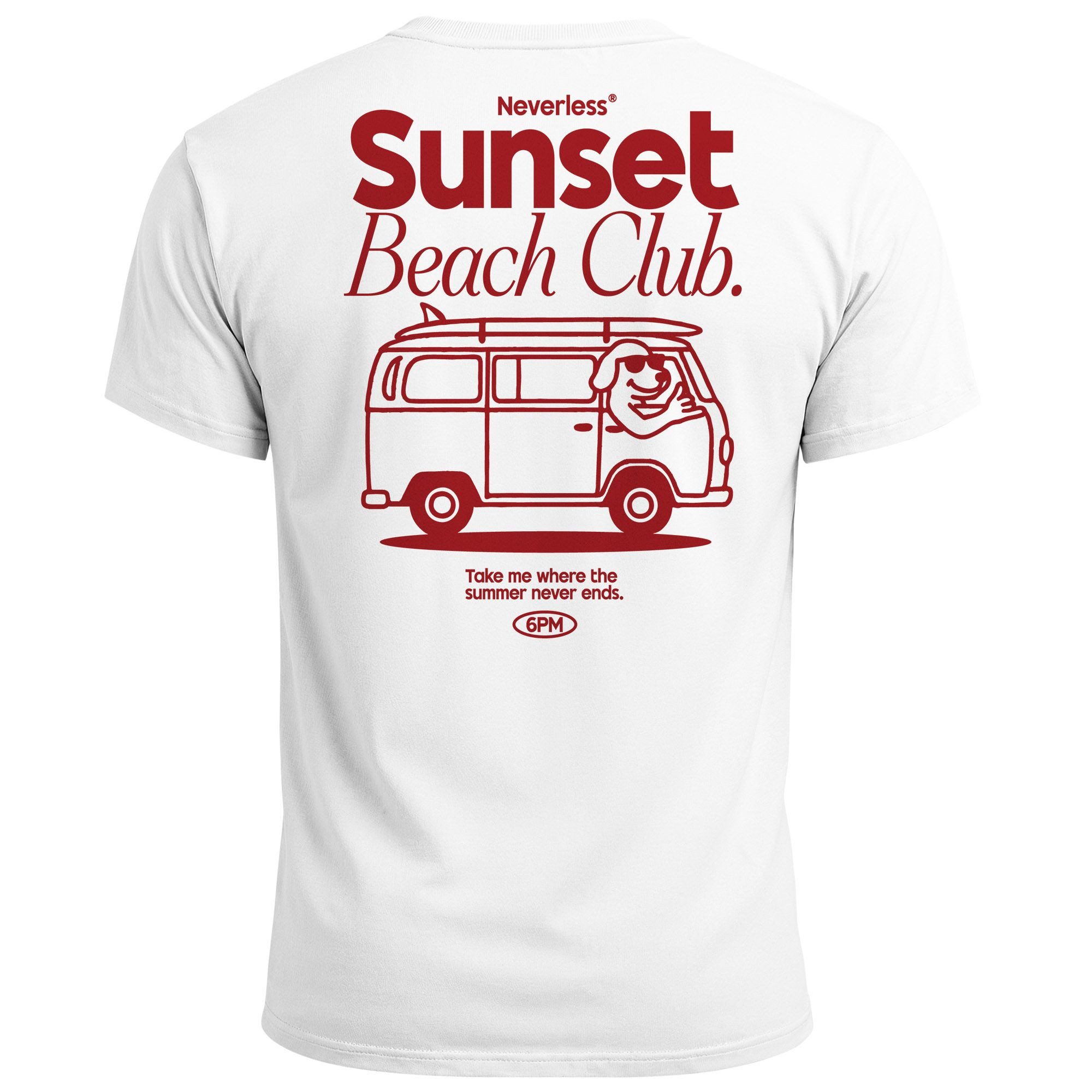 Print-Shirt Herren T-Shirt Sunset Beach Club Retro Shirt– Sommer Rückendruck im