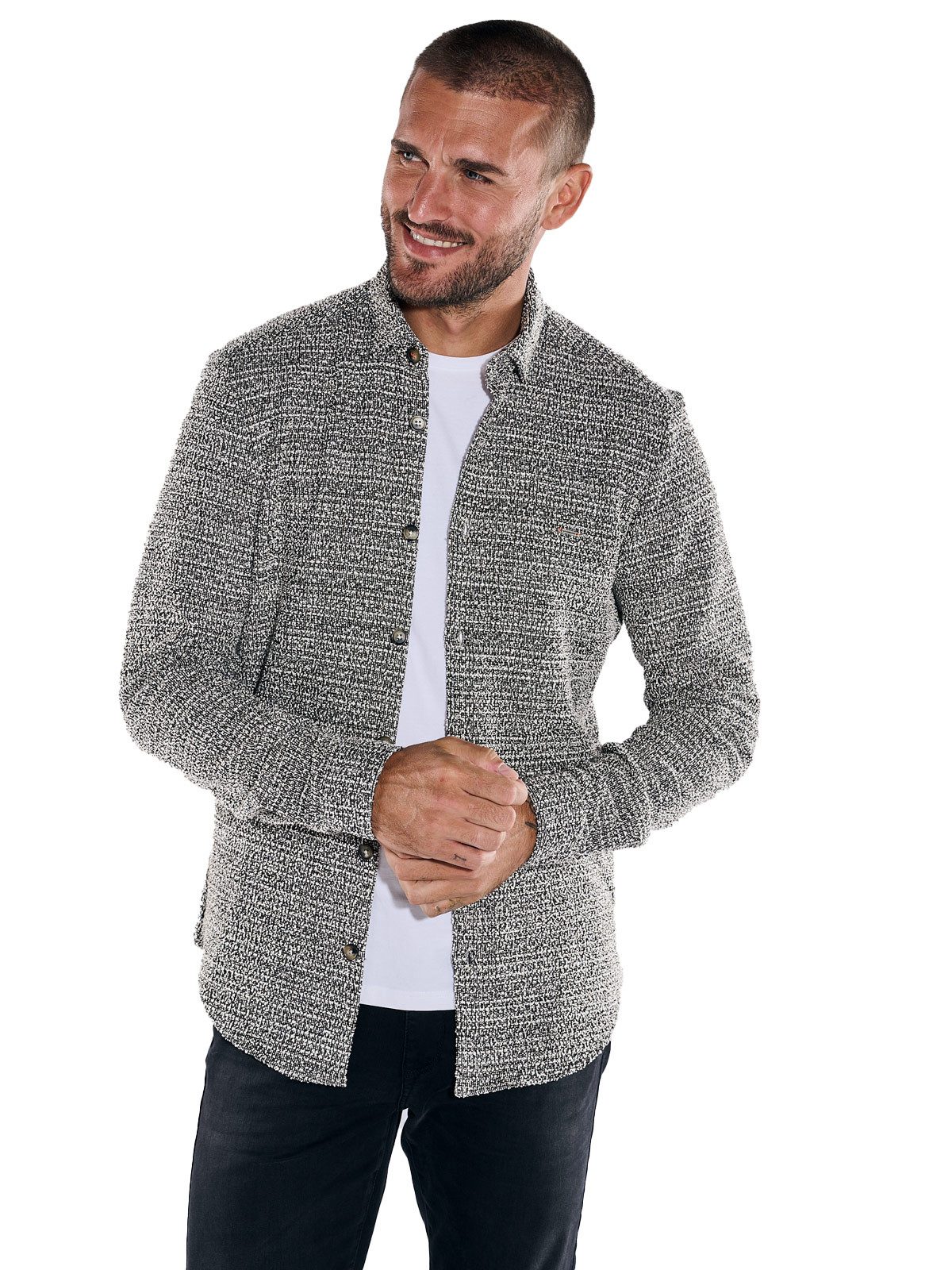 emilio adani Langarmhemd emilio adani Herren Overshirt in Bouclé Warenquali günstig online kaufen