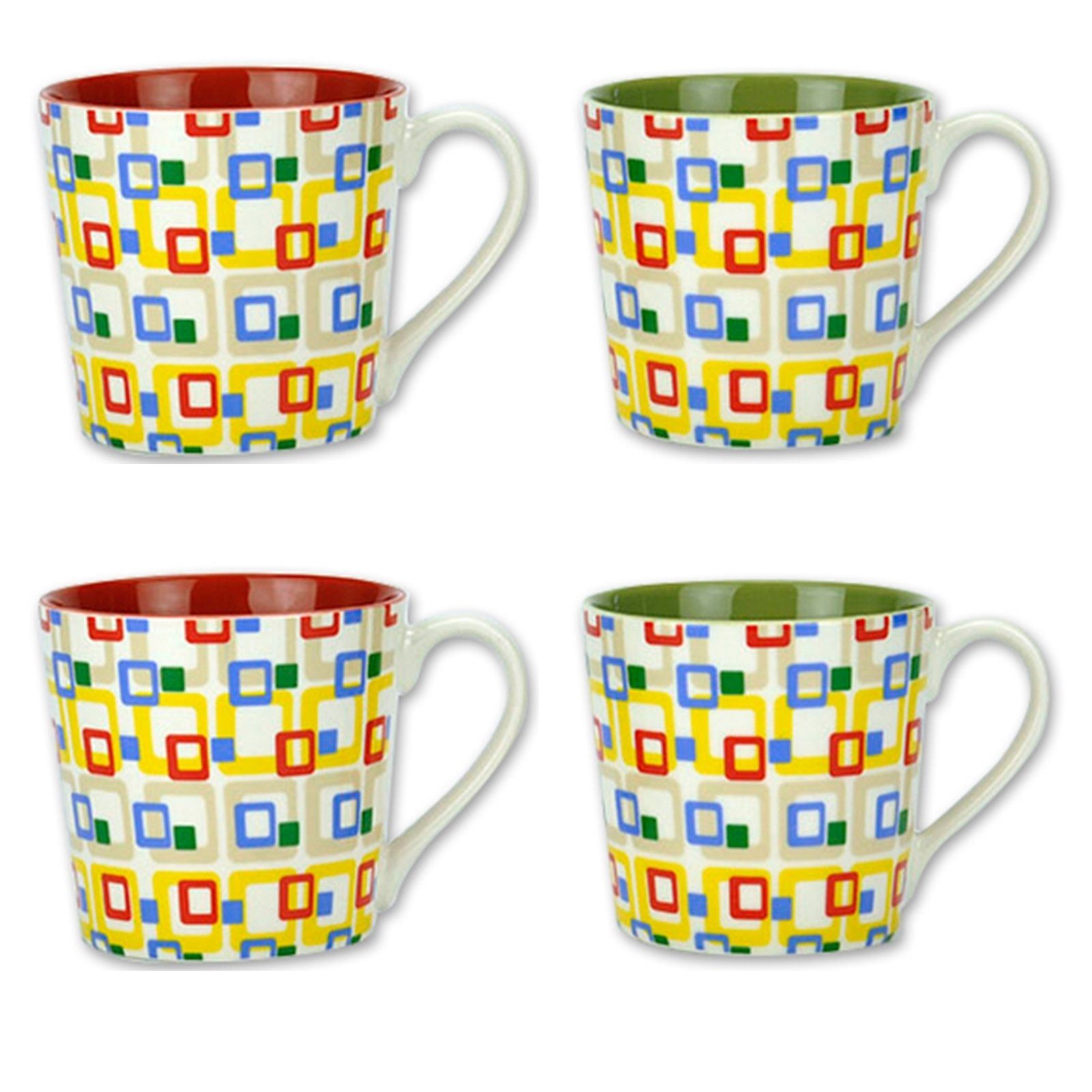 Jameson + Tailor Tasse Кухлі Vierecke bunt, 4er Set Retro Collection, 4-tlg., Porzellan