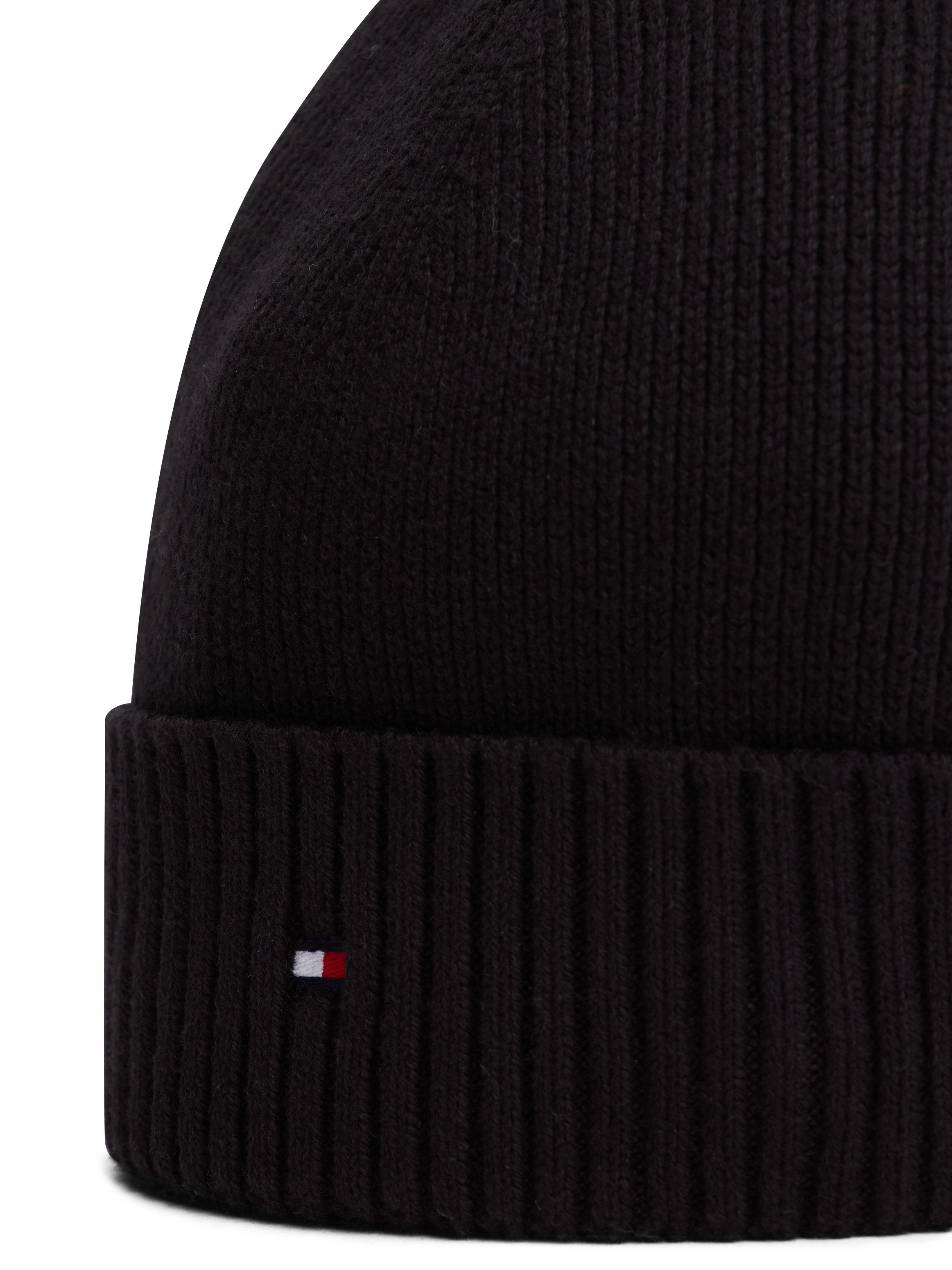 Tommy Hilfiger Strickmütze TH FLAG PIMA COTTON BEANIE Beanie mit Logostickerei, mit Kaschmiranteil Unisex