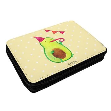 Mr. & Mrs. Panda Federmäppchen Avocado Party - Gelb Pastell - Geschenk, Abifeier, Büro Stifte Etui, (1-tlg), Komplett ausgestattet