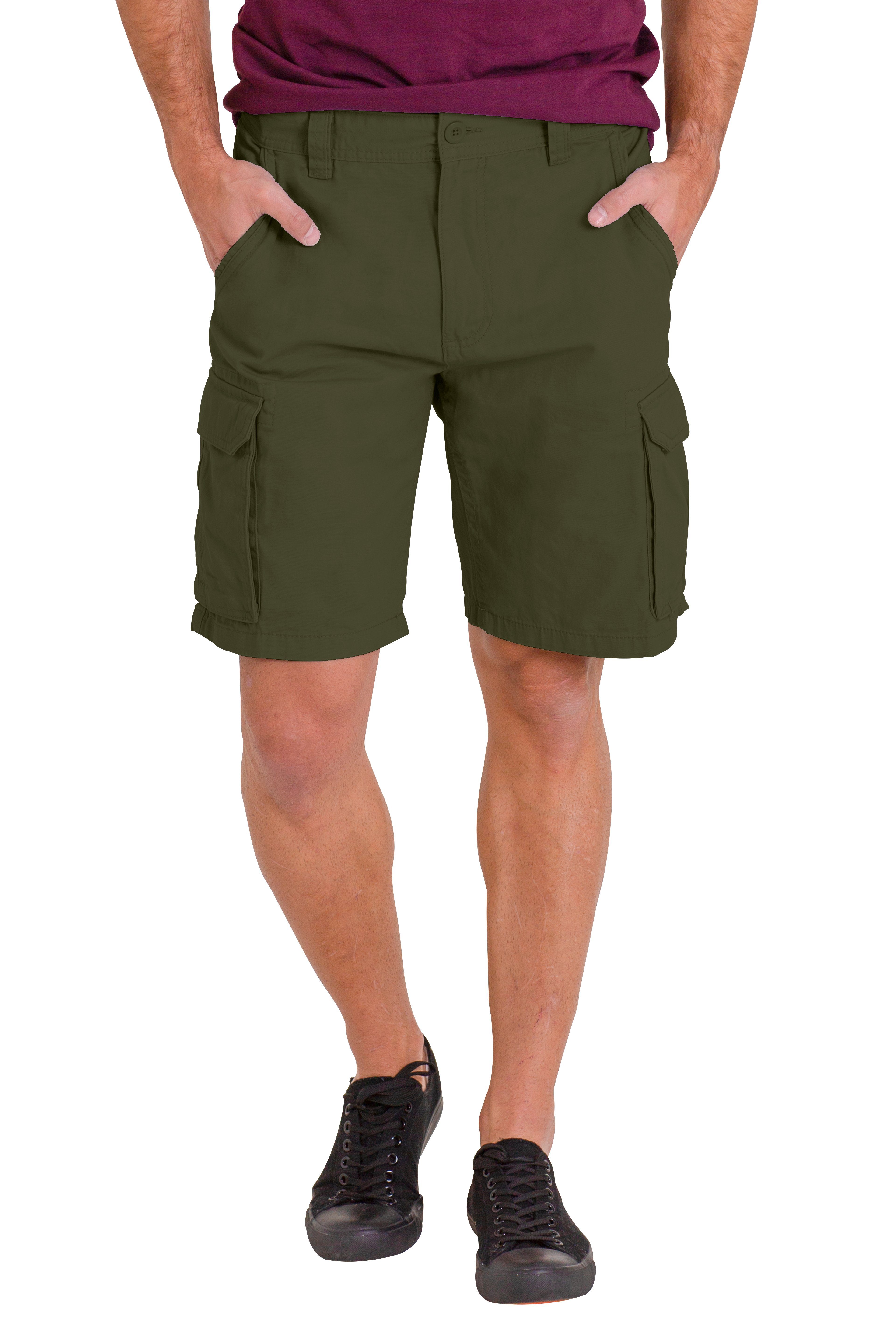 BlauerHafen Cargoshorts Herren Premium Cargo Shorts 100% Baumwolle 6 Taschen Sommer Halbhose Olive