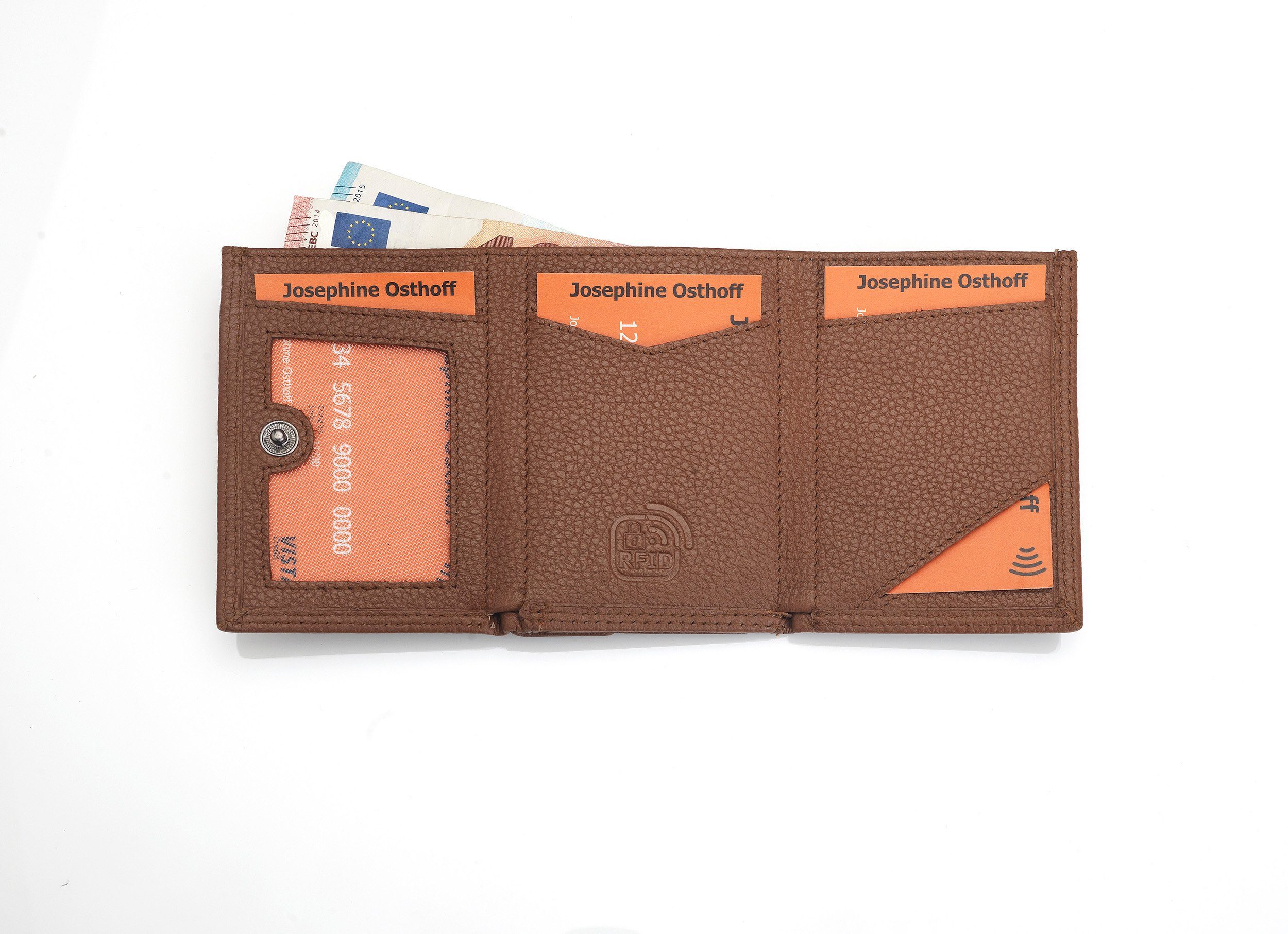 Wallet mit caramel Geldbörse Slim Josephine Osthoff Münzfach