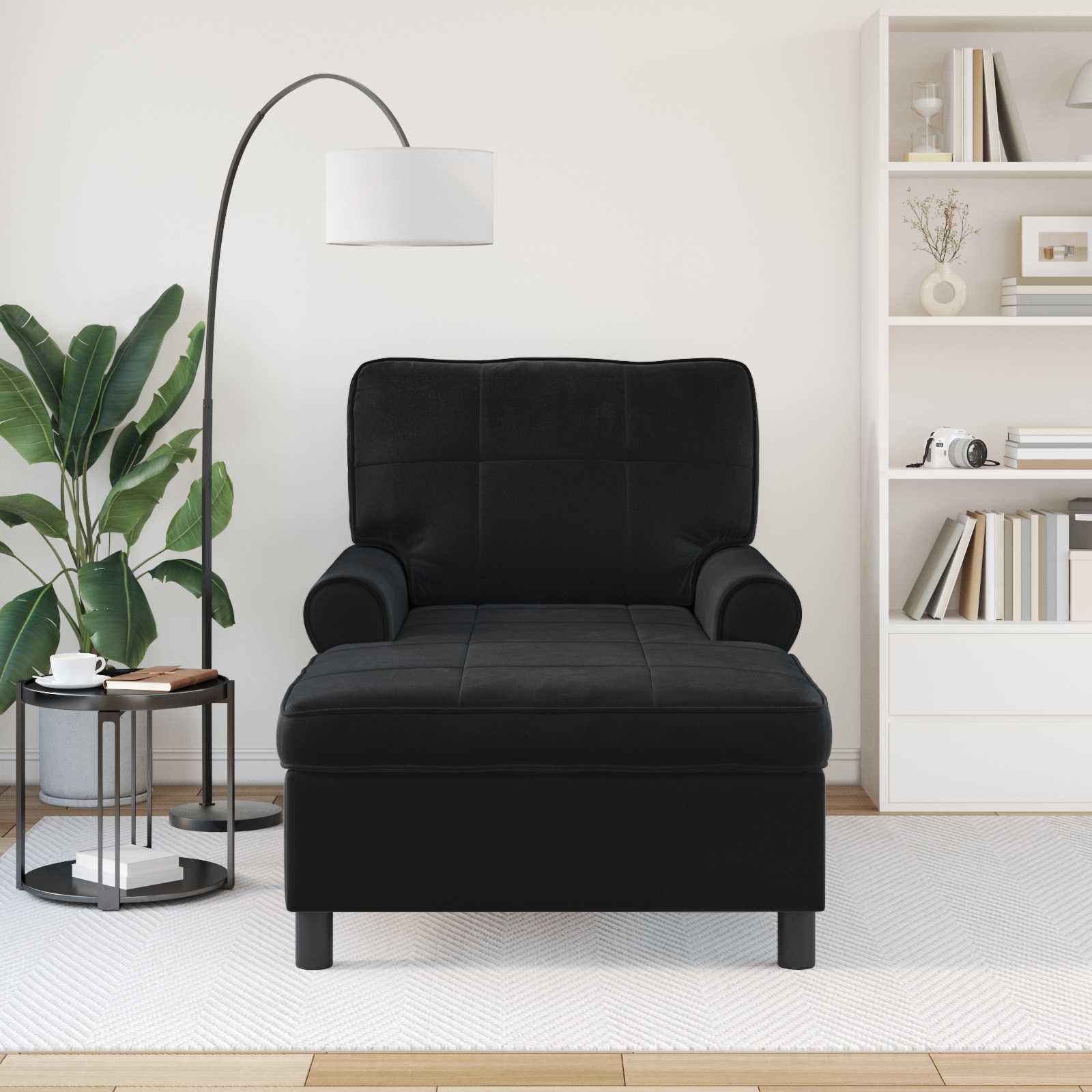 vidaXL Chaiselongue Lounge-Liege Schwarz Samt 91 x 157 x 91 cm, 1 Teile