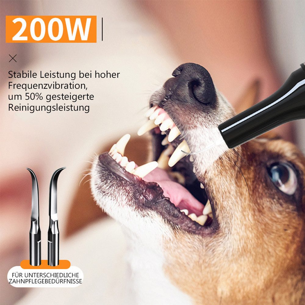 TUWENA Mundpflegecenter Zahnreiniger Ultraschall für Hund und Katze, Zahnpflege Set, mit LED, 5 Modi, 4 Reinigungsköpfe, 1 Mundspiegel, 1 Pinzette, 1 Zungenschaber