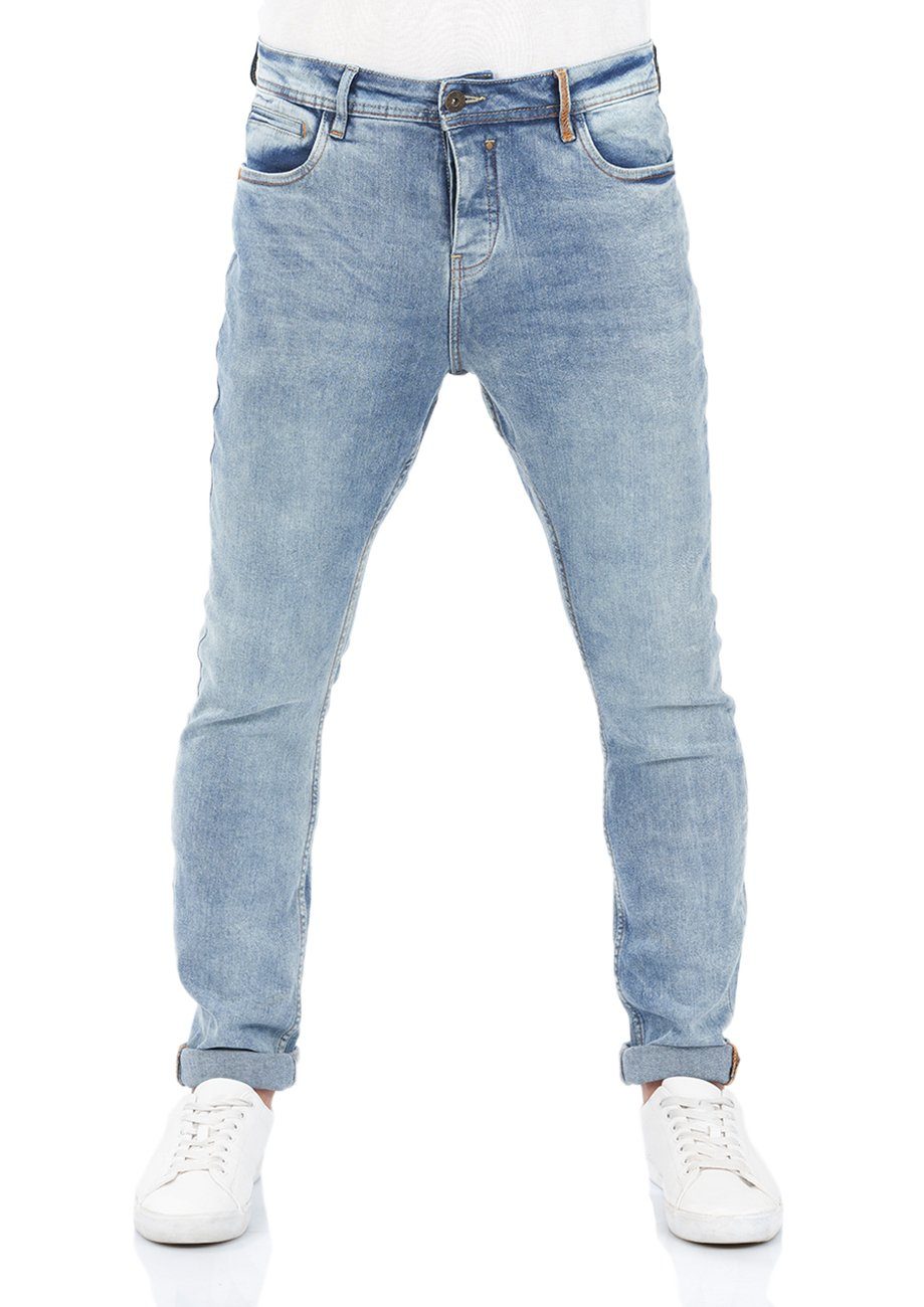 riverso Tapered-fit-Jeans Herren Jeanshose RIVToni Tapered Fit Denim Hose mit Stretch Light Blue Denim (L148)