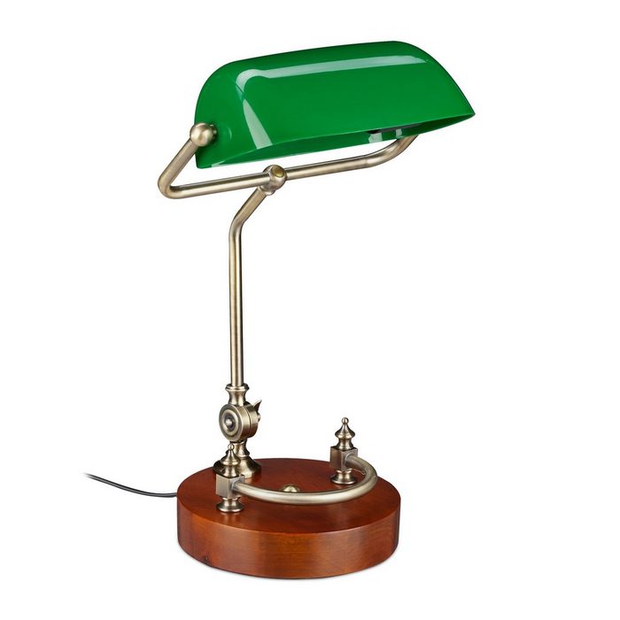 relaxdays Schreibtischlampe Bankerlampe grün