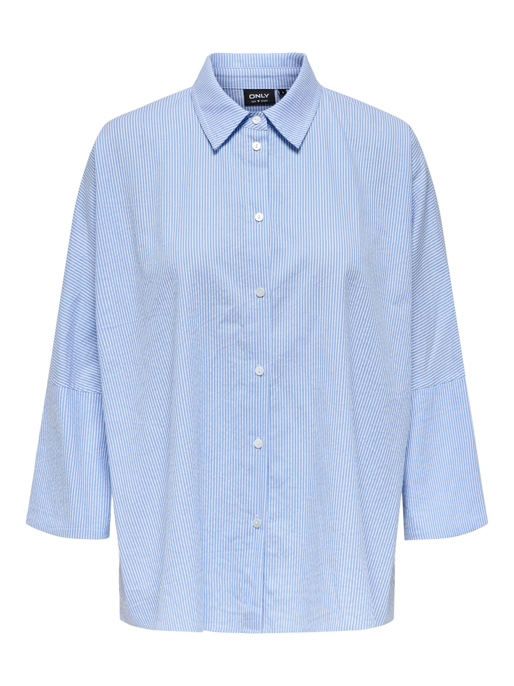 ONLY Blusenshirt Gestreiftes mit Kragen und 3/4-Ärmeln für Damen ONLAUGUSTA SHIRT WVN NOOS