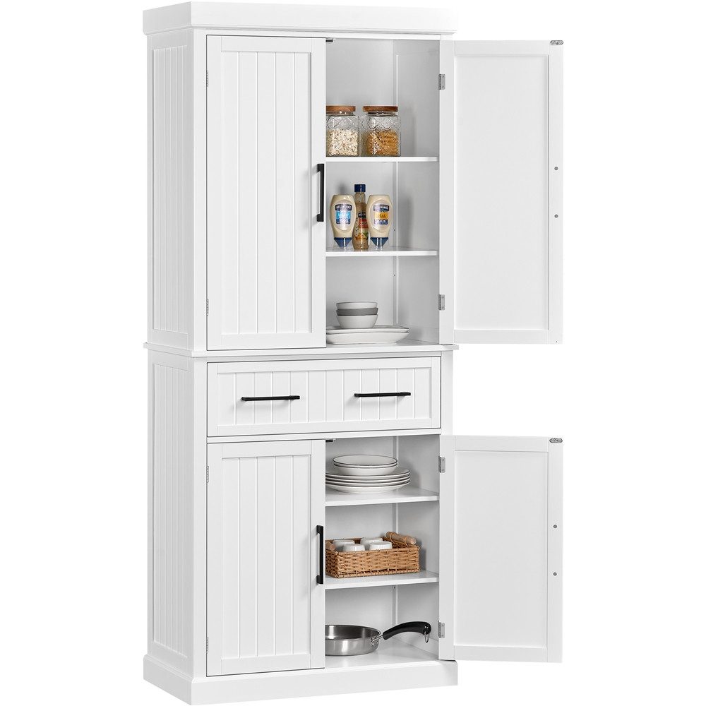 Yaheetech Küchenbuffet 77 × 41 × 184 cm Küchenschrank mit 1 Schublade & 6 Fächern, 2 Einlegeböden verstellbar