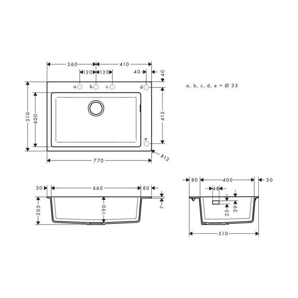 hansgrohe Granitspüle hansgrohe 660 S510-F660, 0/0 cm