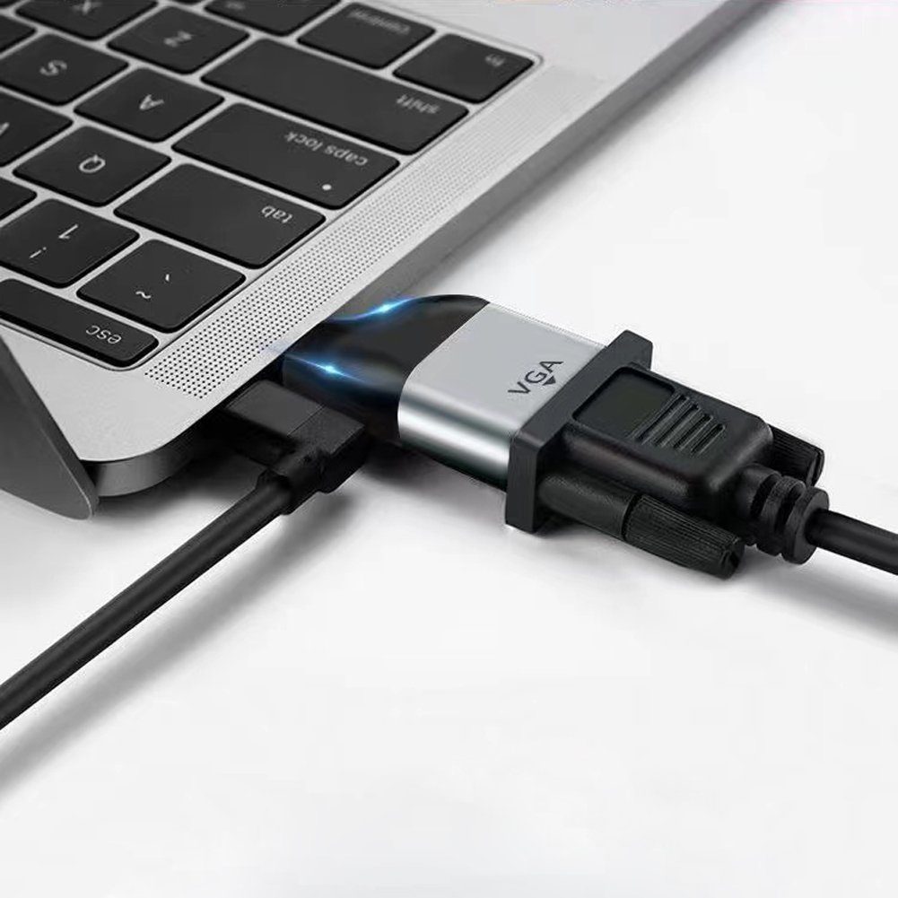 Bolwins F29 USB-C VGA Adapter Kabel 3D 1080p für TV PC Laptop Tablet Handy Audio- & Video-Adapter USB-C zu VGA, 0 cm, USB-C auf VGA Adapter, Full HD 1080p@60Hz
