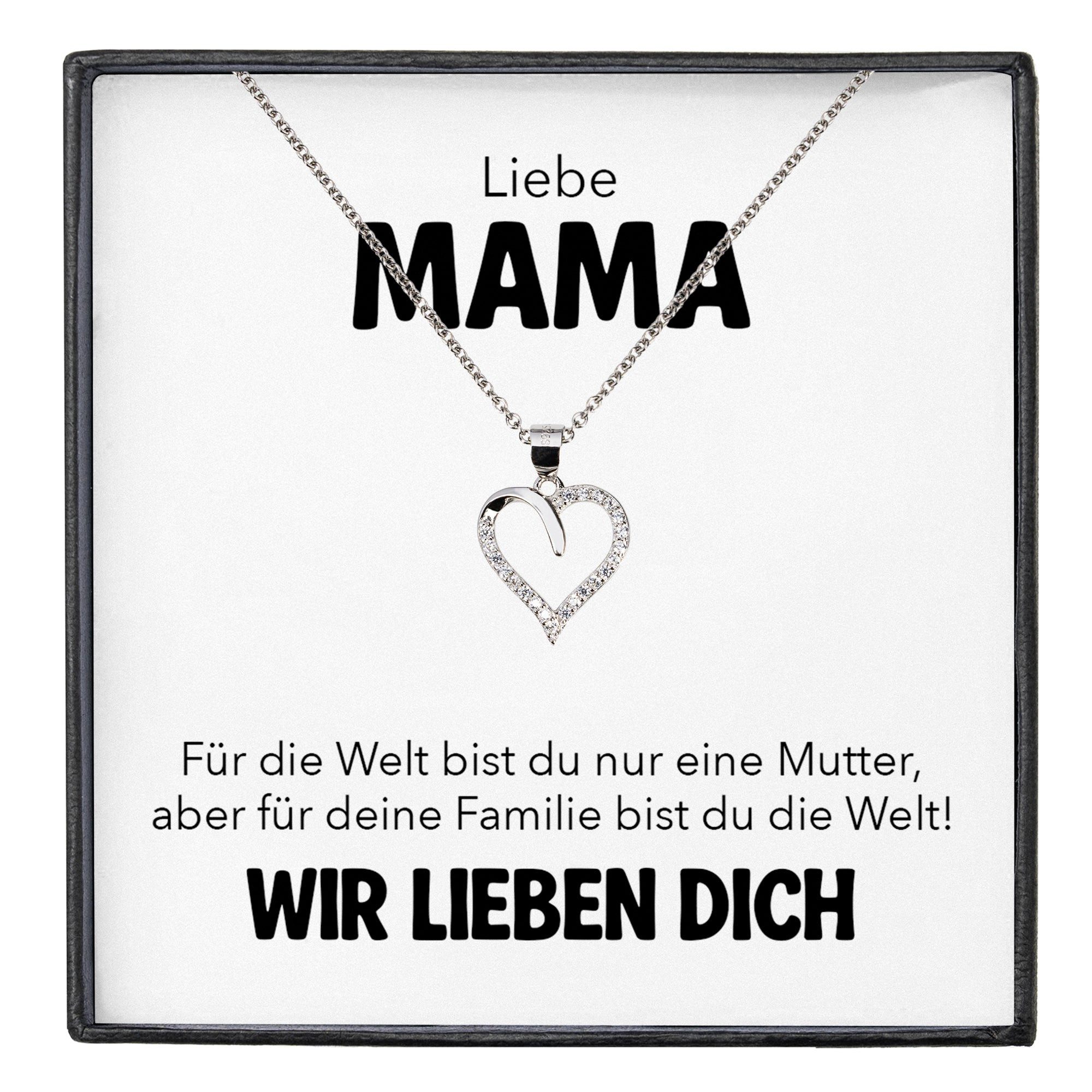 22Feels Schmuckset Liebe Mama Geschenk Frauen Herz Halskette Muttertag Damen Schmuck (inkl. Geschenktasche, Karte, Poliertuch, Beutel), Silber 925/000, Karte Made In Germany