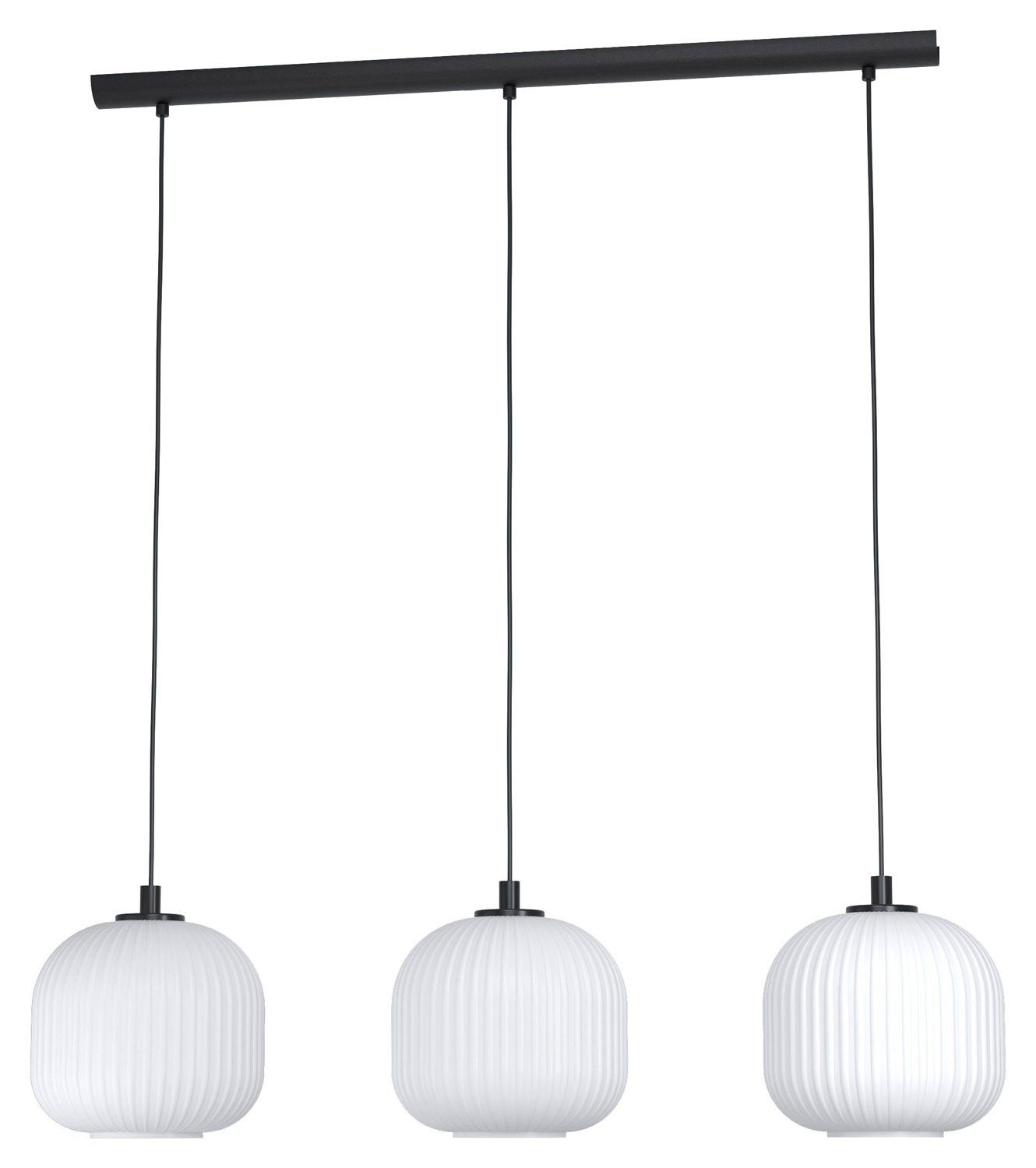 EGLO Pendelleuchte MANTUNALLE, 3-flammig, Weiß, Schwarz, Metall, ohne Leuchtmittel, Hängeleuchte, Hängelampe, H 120 cm, Lampenschirme aus Glas