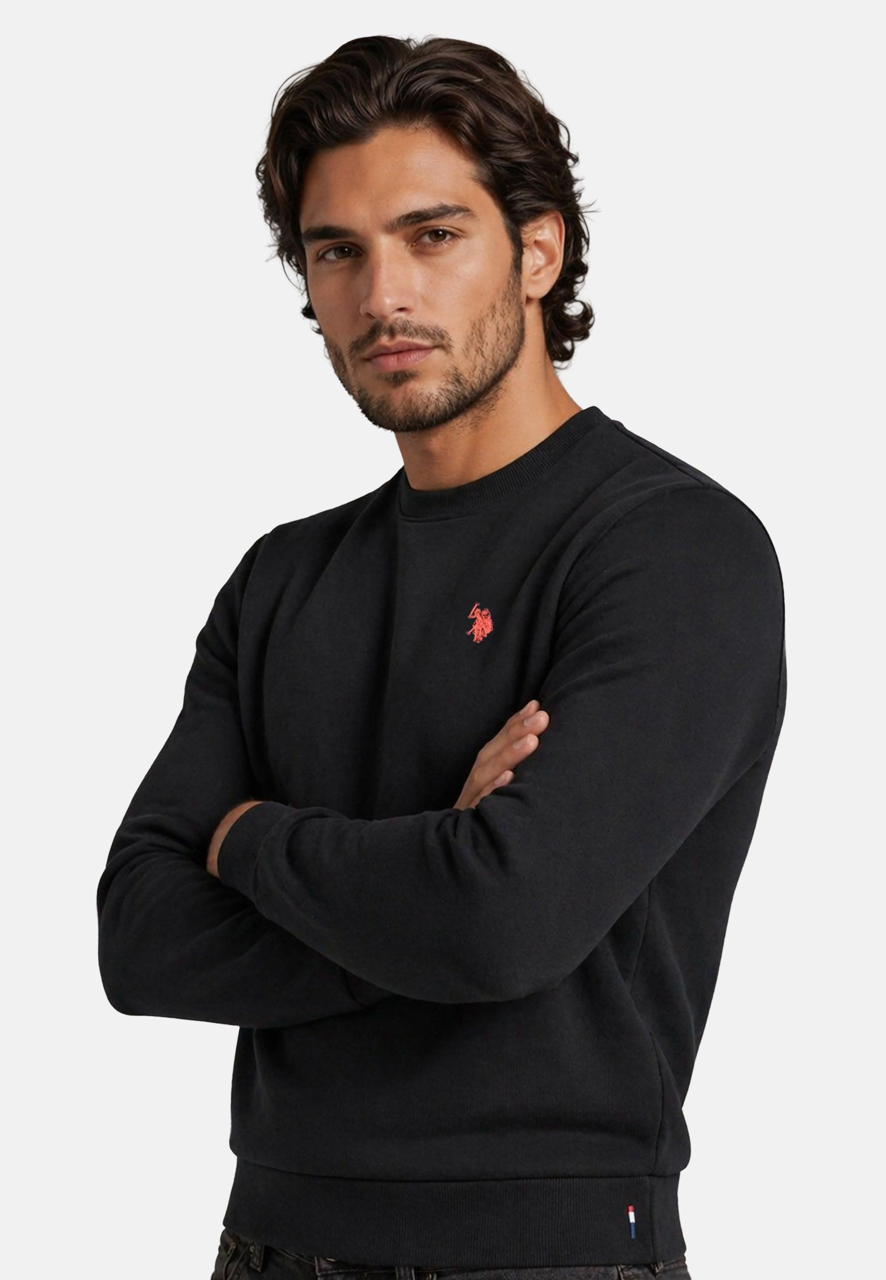U.S. Polo Assn. Rundhalspullover USJaxxon – Herren Sweatshirt mit Rundhalsausschnitt Weiche Baumwollmischung, formstabil und mit Logo-Stickerei